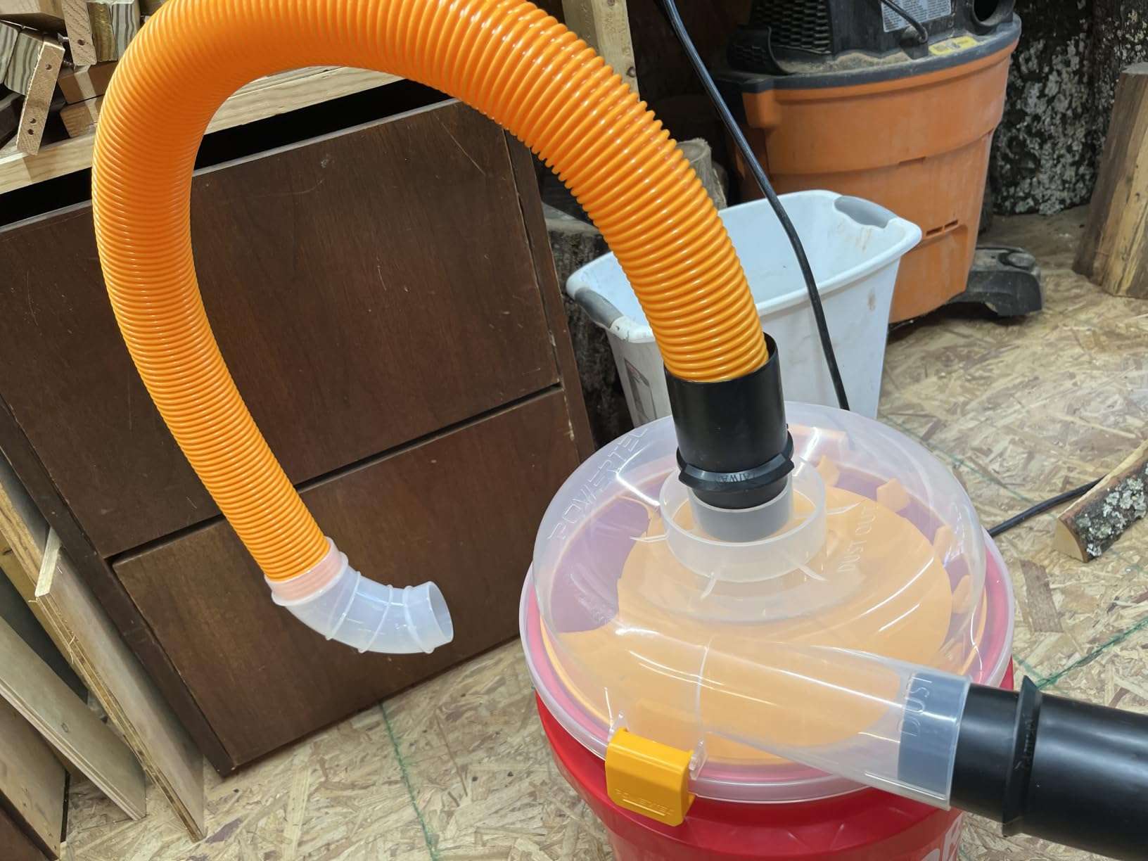POWERTEC Low Profile Dust Separator for Shop Vac & Dust Collectors, Fits 5 Gallon Buckets, For 2-1/4