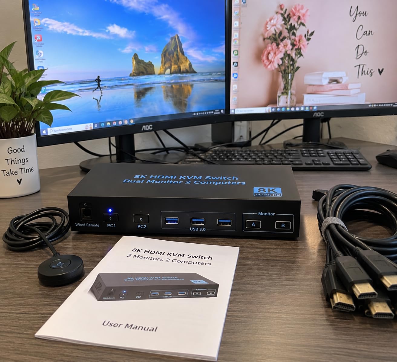 8K@60Hz KVM Switch 1 Monitors 2 Computers Displayport 4K@120Hz customer photo 1