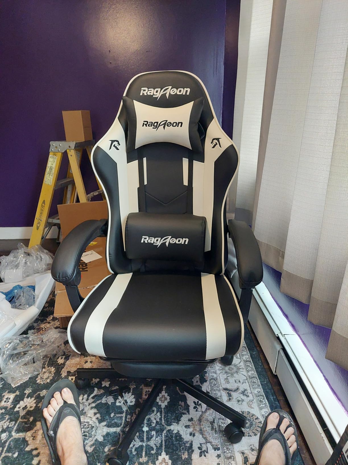 Video Gaming Chair for Adults with Footrest, Ergonomic PC Chair,Jet Black customer photo 2