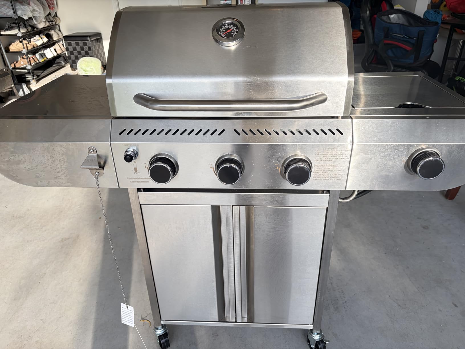 Electactic 3-Burner Propane Gas Grill with Side Burner, 34,000 BTU Stainless Steel BBQ Grill with Enameled Cast Iron Grates, Built-In Thermometer, Barbecue Grill for Outdoor Cooking, Patio, Tailgates customer photo 2