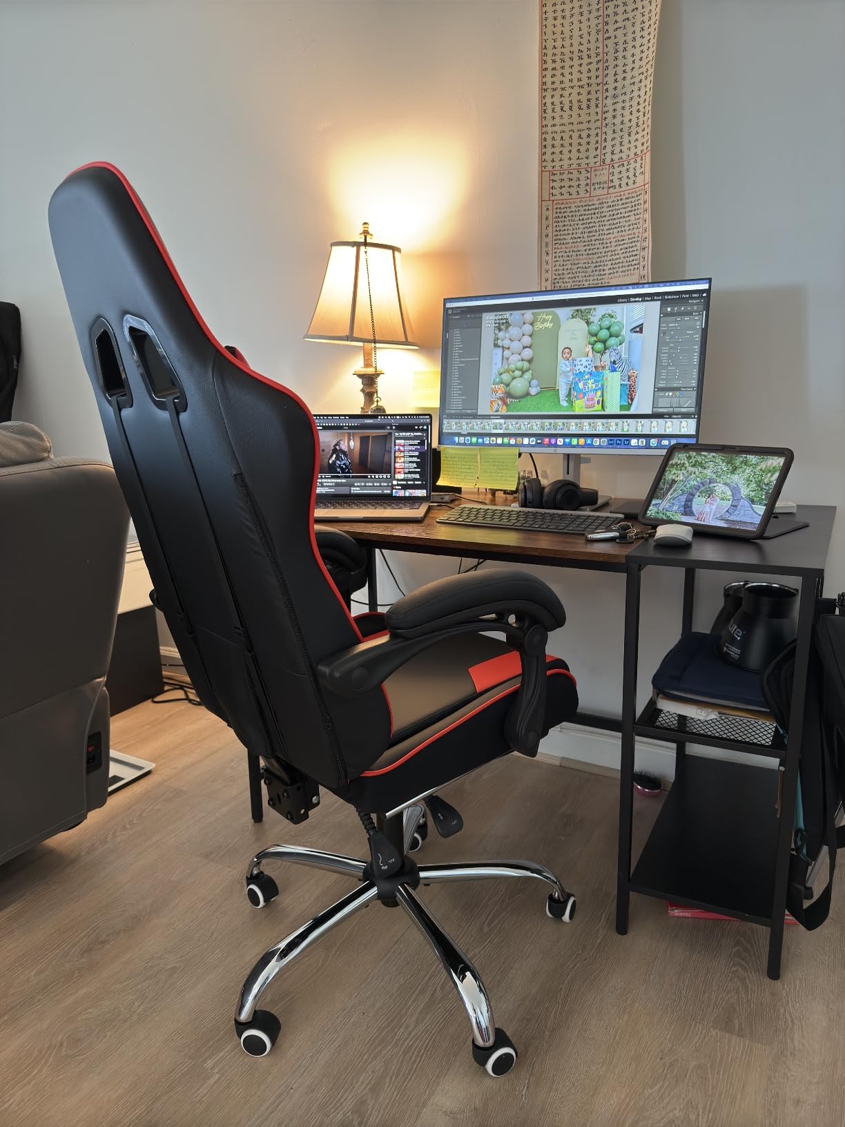 GTPLAYER Gaming Chair, Computer Chair with RGB LED Lights, High Back Ergonomic Chair for Adults with Footrest and Linkage Armrests& Headrest Lumbar Support (w/BT Speakers) customer photo 1