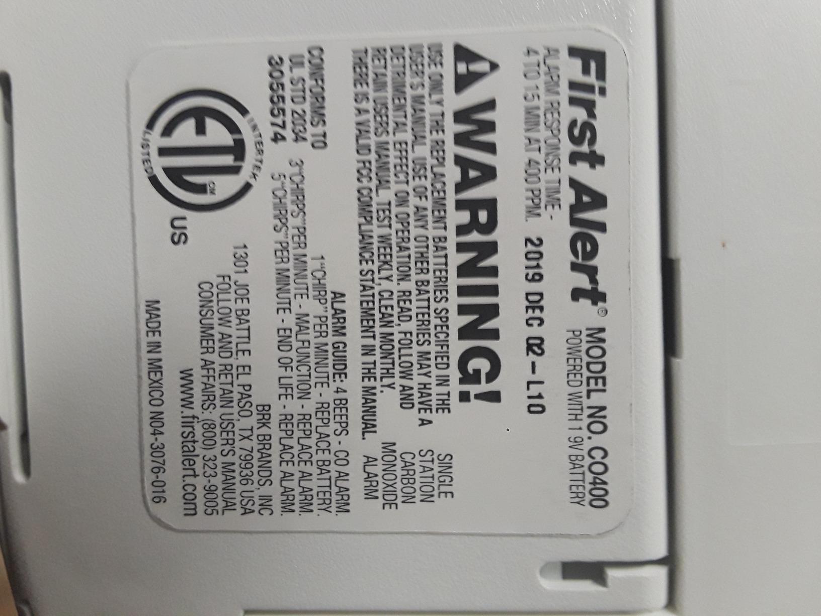 First Alert Battery Carbon Monoxide Alarm customer photo 1
