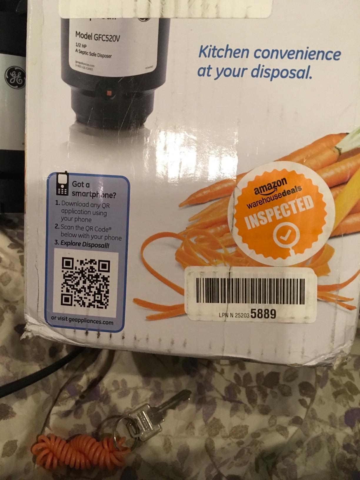 GE Disposall Continuous Feed 1/2 Horsepower Motor Garbage Disposer, Good for Grinding: Cooked Meat, Beans, & Seeds, Easy Install Kit, Non-Corded, Recommended for 2-4 Person Homes, GFC520N customer photo 1