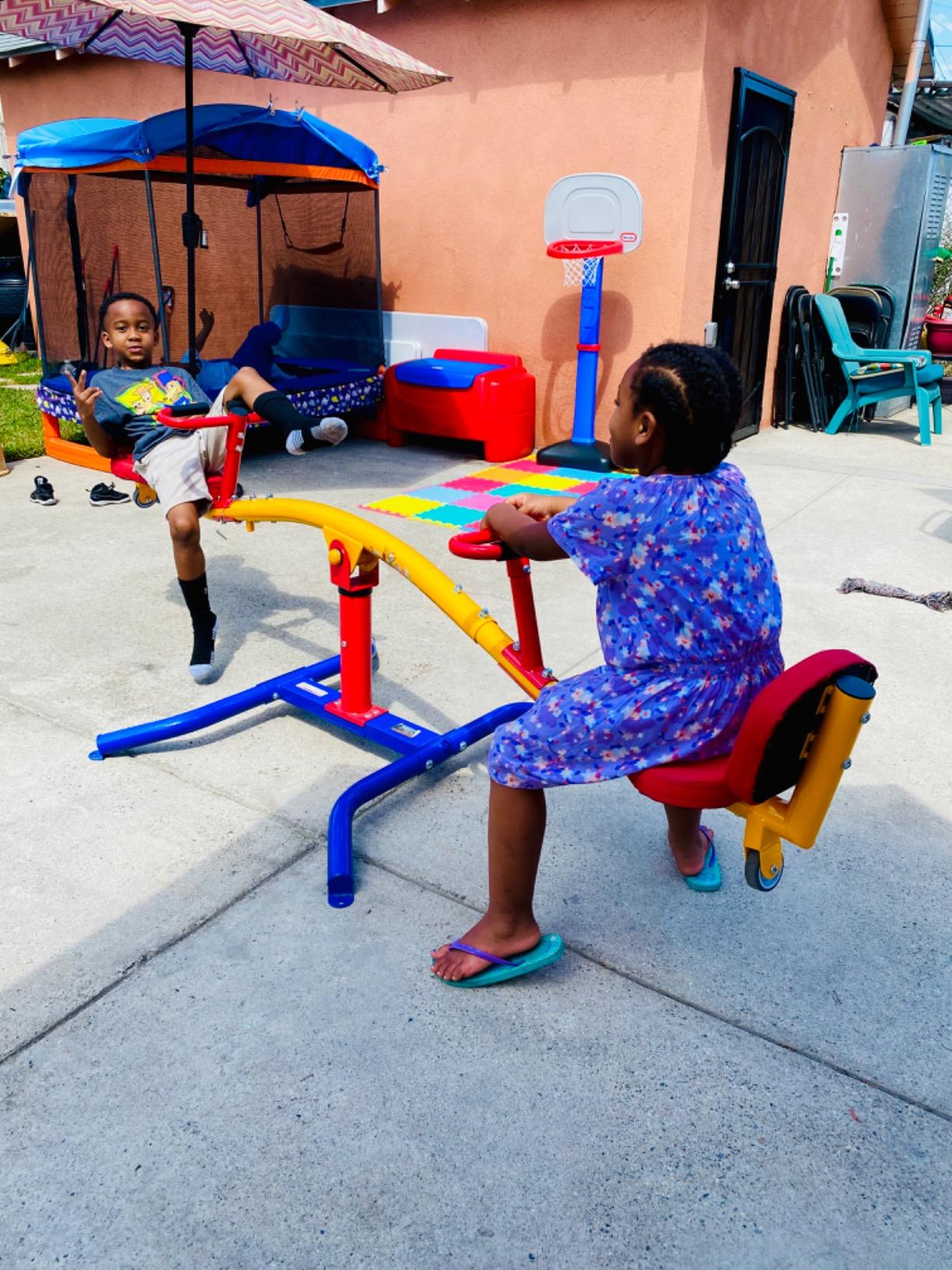 Gym Dandy Spinning Teeter Totter - 360-Degree Rotation Seesaw with Impact Absorbing Seats - Kids Backyard Playground Equipment, TT-360 customer photo 2