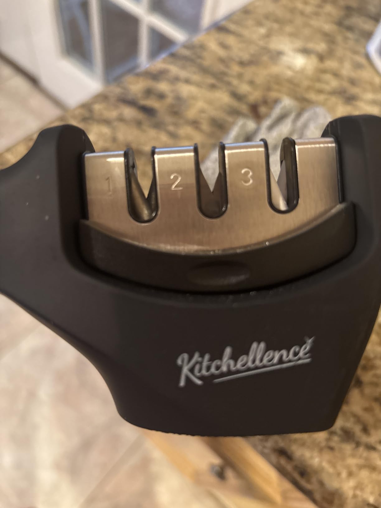 4-in-1 Kitchen Knife Accessories: 3-Stage Knife Sharpener Helps Repair, Restore, Polish Blades and Cut-Resistant Glove (Black) customer photo 1