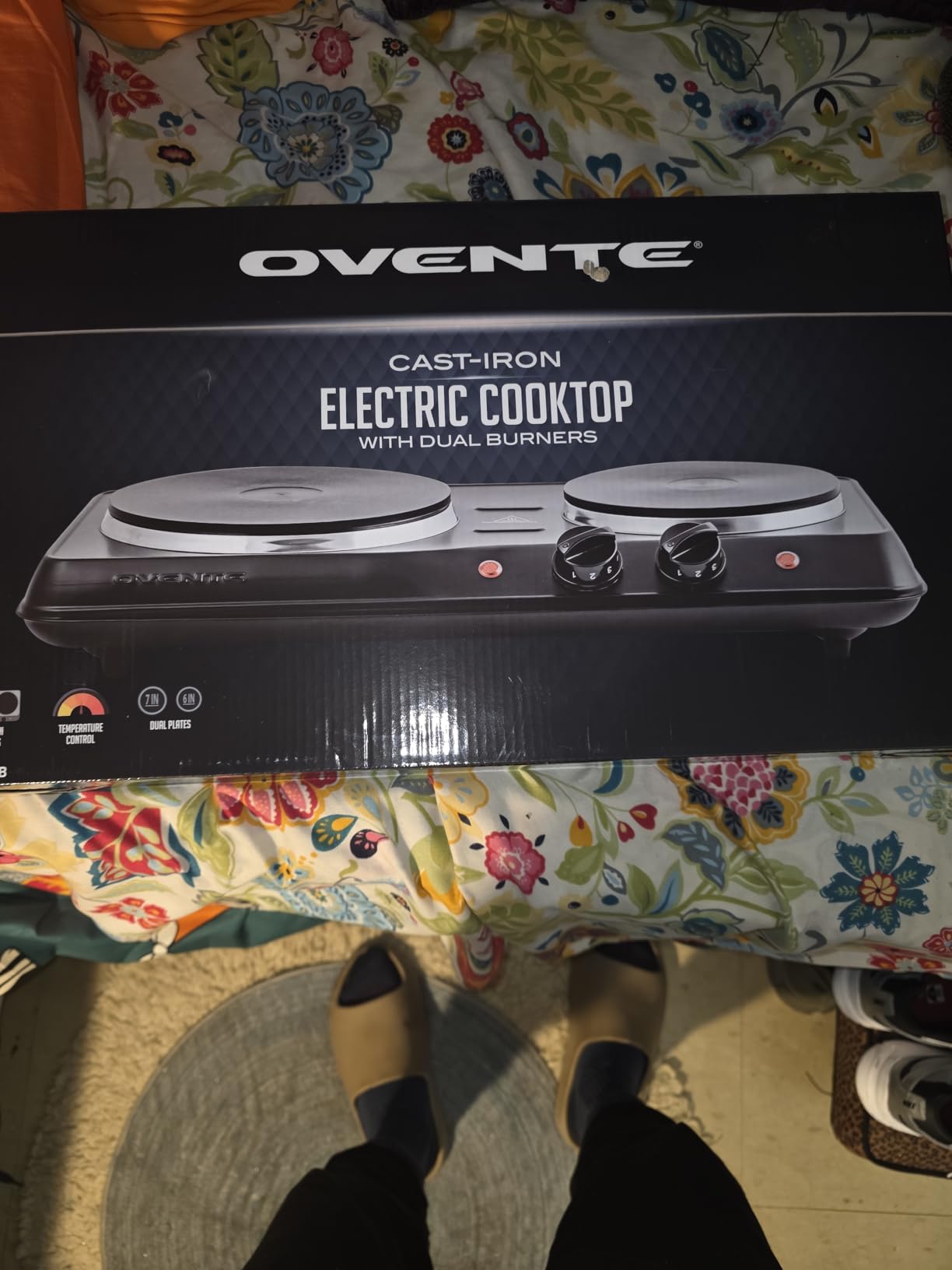 OVENTE Electric Cast Iron Double Burner, 1700W Hot Plate, Black BGS102B customer photo 1