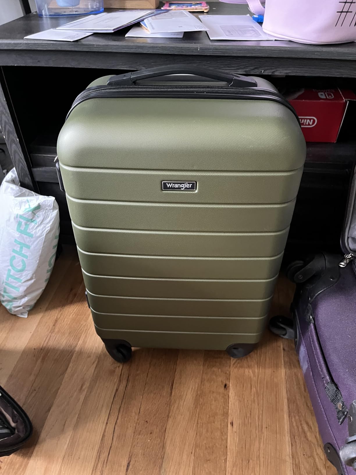 Wrangler Smart Spinner Hardside Luggage, 22-Inch Carry-On, Burnt Orange customer photo 1
