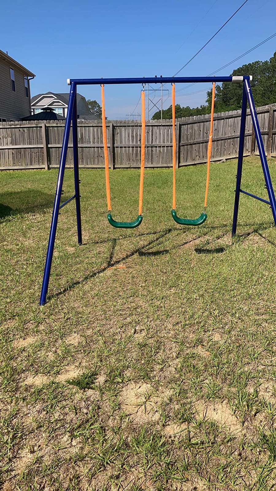 A-Frame Metal Swing Set - Outdoor Backyard Playground for Kids, Toddlers (Two Seat Swing Set) customer photo 2