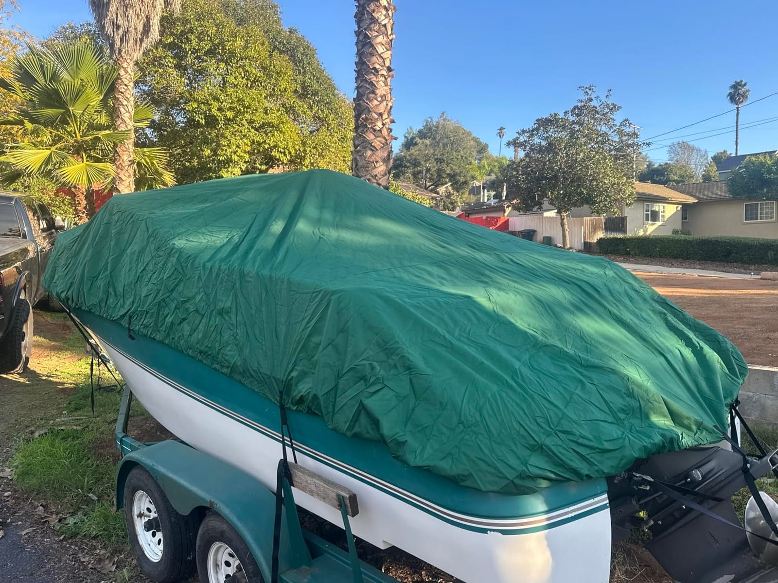 MSC Heavy Duty Waterproof Boat Cover, Trailerable Oxford Polyester Cover for V-Hull, Tri-Hull, Runabout, Fishing and Bass Boats (Model C - Length:16'-18.5' Beam Width: up to 94
