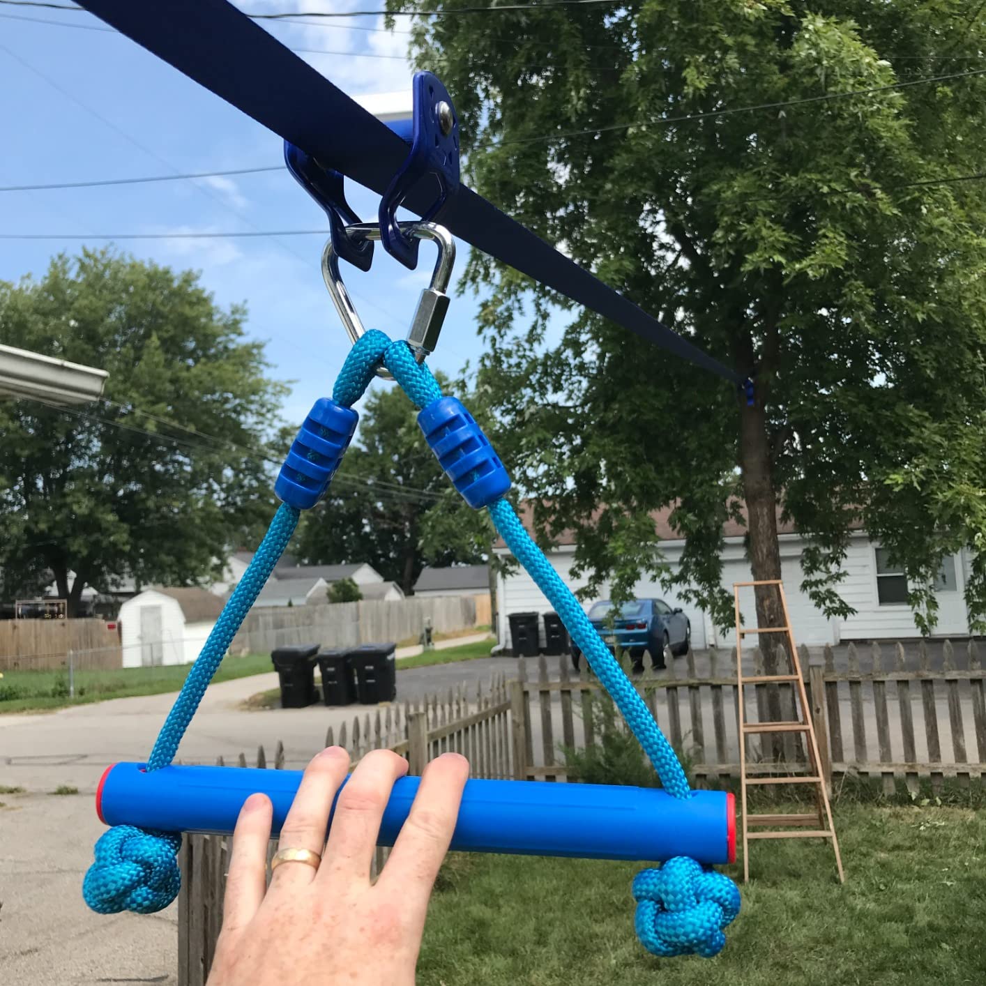 Zip ine Kit for Kids,Stainless steellackline Pulley Slider with Swing seat Zip line,Kids Zipline kit for Backyard with 60ft Ninja Slackline customer photo 1