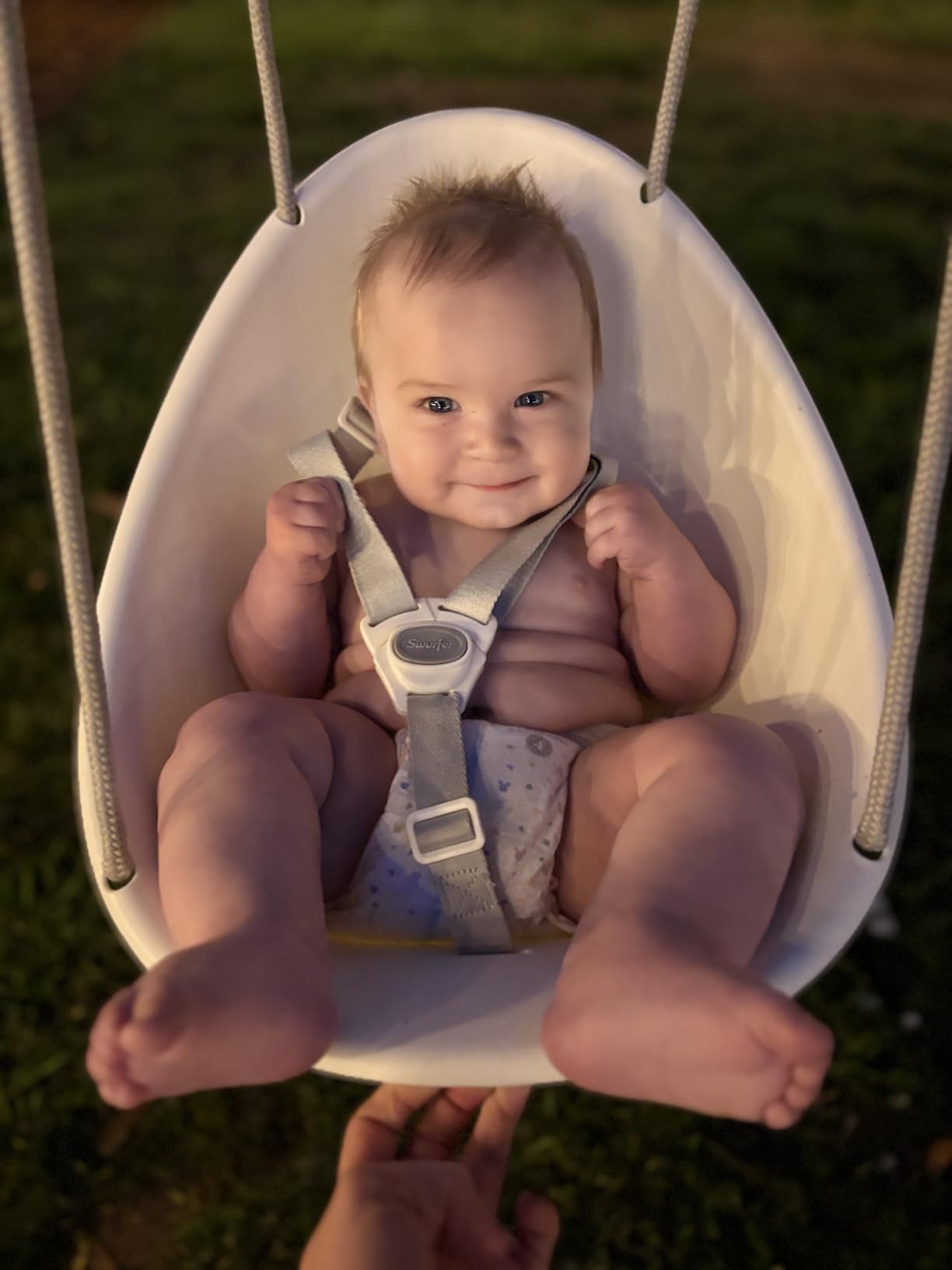 Swurfer Coconut Toddler Swing – Comfy Baby Swing Outdoor, 3- Point Adjustable Safety Harness, Secure, Safe Quick Click Locking System, Blister-Free Rope, Easy Installation, Ages 6-36 Months customer photo 1