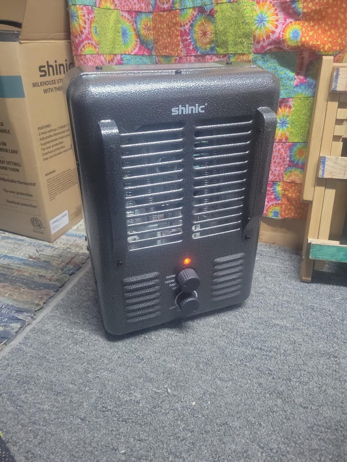 Shinic Space Heater,1500W Milkhouse Heater with Thermostat, Stay Cool Durable Metal Housing, Overheat protection, 3-Prong Plug, Tip-Over Auto Shut Off, Utility Heater for Garage, Bedroom, Greenhouse customer photo 1