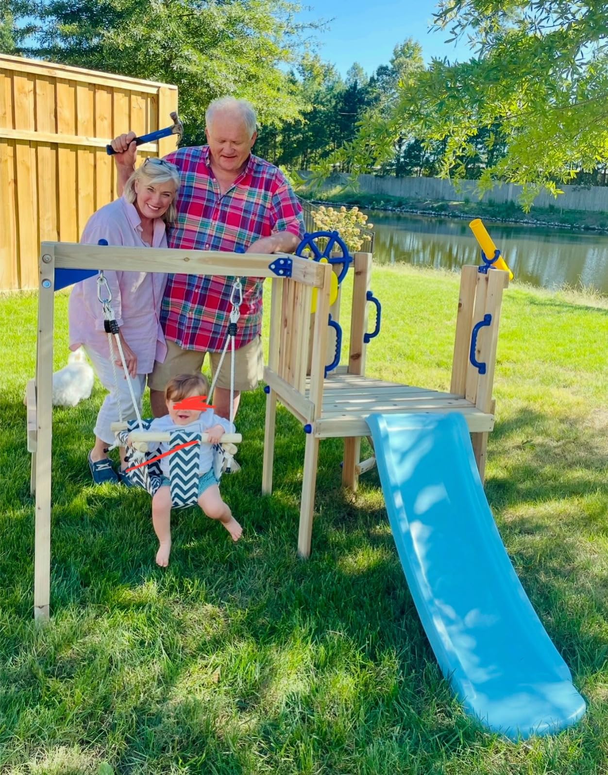 Outsunny Swing Set for Backyard Wooden Toddler Playset Ages 1.5-4 Natural customer photo 1