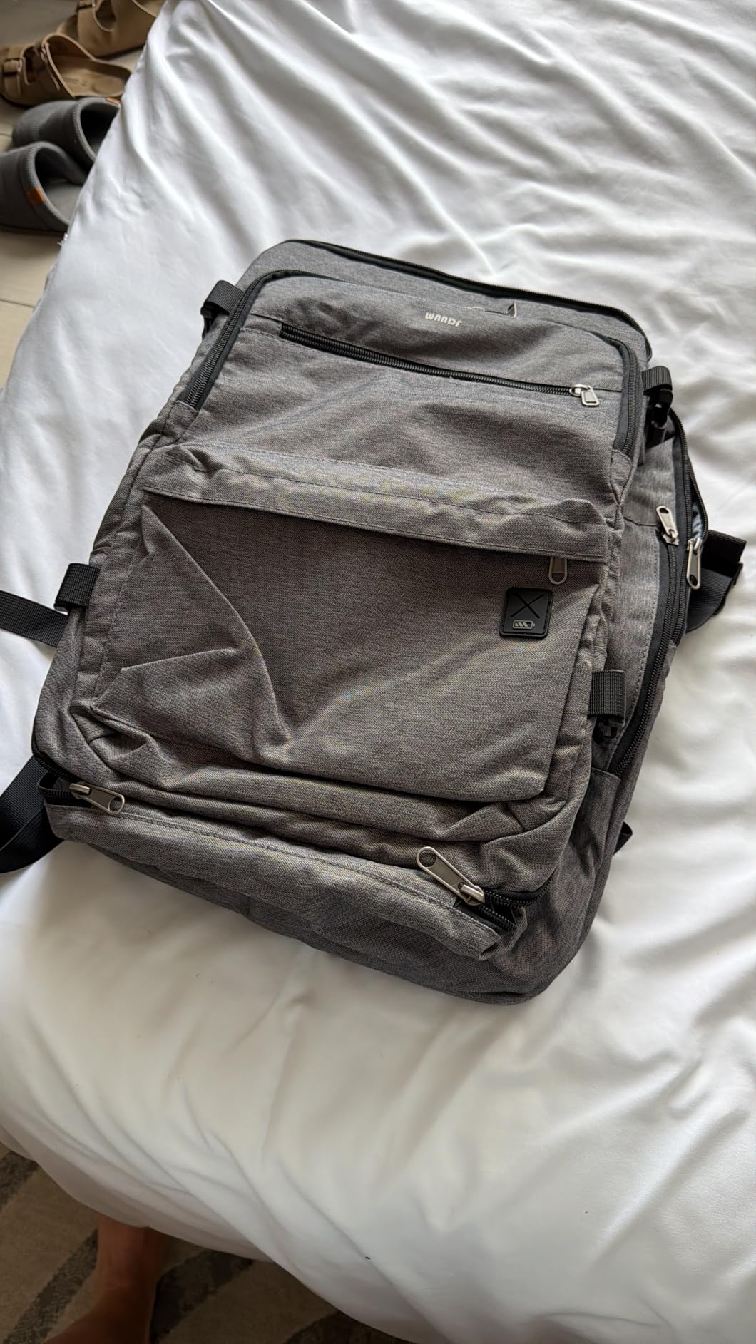 WANDF Personal Item Travel Bag 18x14x8, Carry On Laptop Backpack(Grey) customer photo 1
