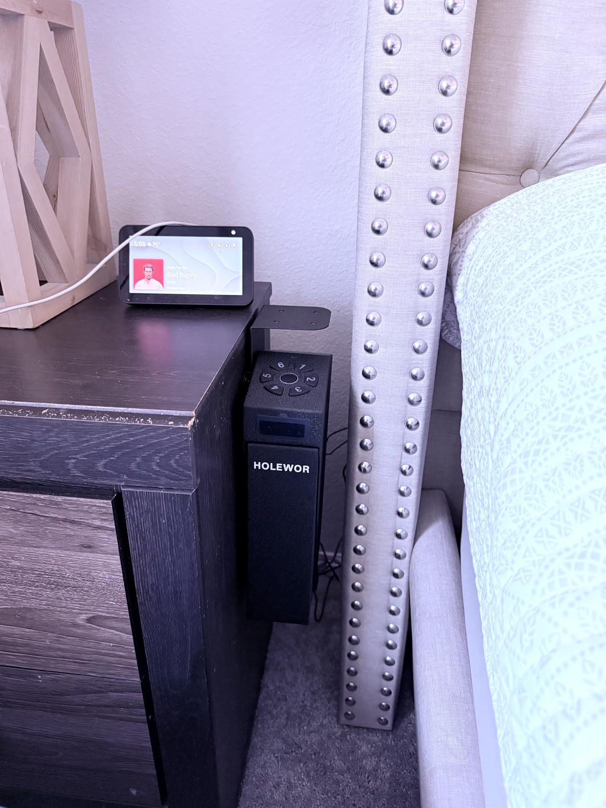 Drop Down Biometric Gun Safe for Handgun Mounted for Bedside Desk customer photo 2