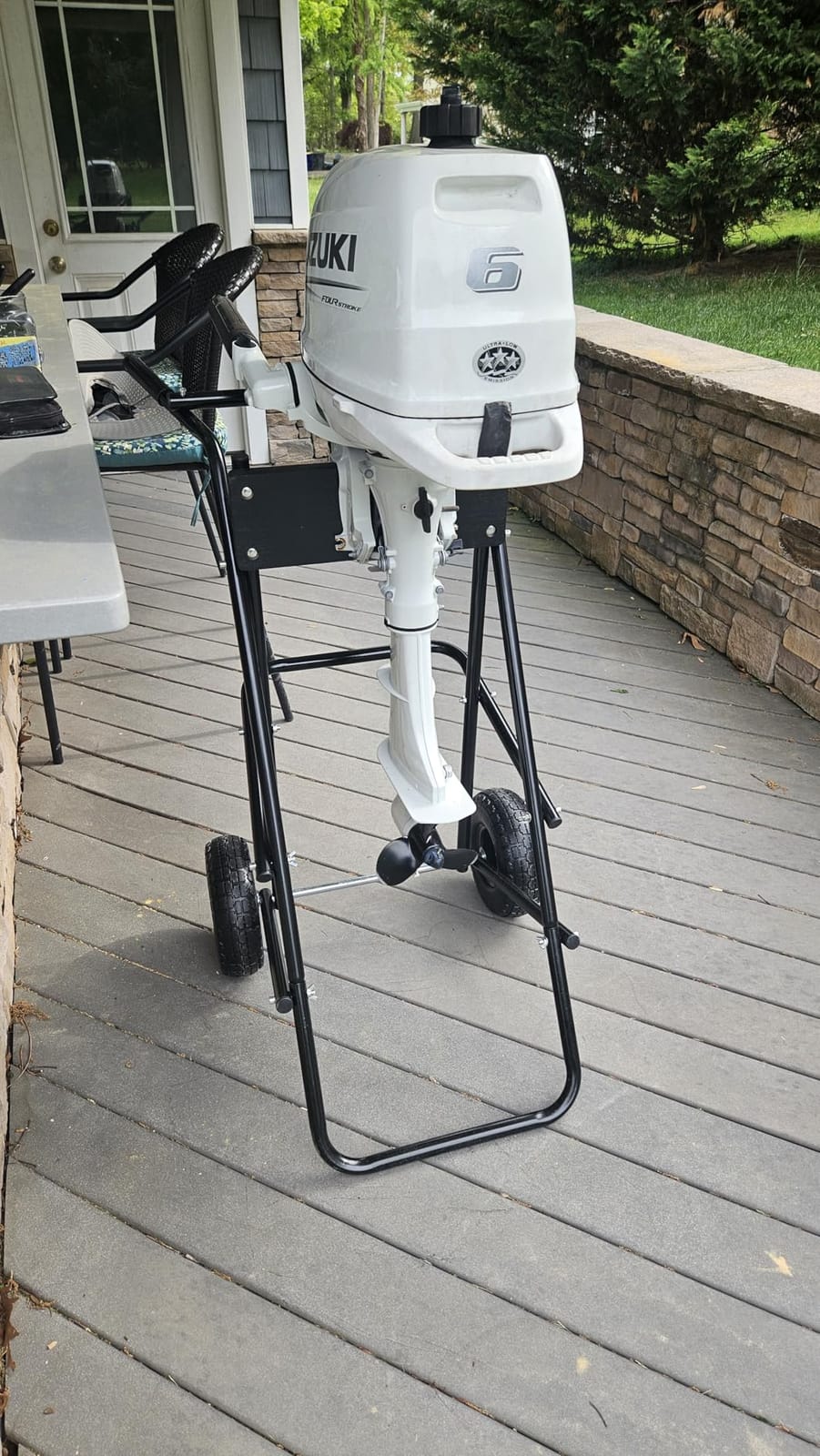 TUFFIOM Outboard Boat Motor Stand, Folding Engine Stand Carrier Cart w/2 Wheels, Boat Motor Dolly Support Stand 440lbs Capacity for Motor Storage Repair Maintenance customer photo 1