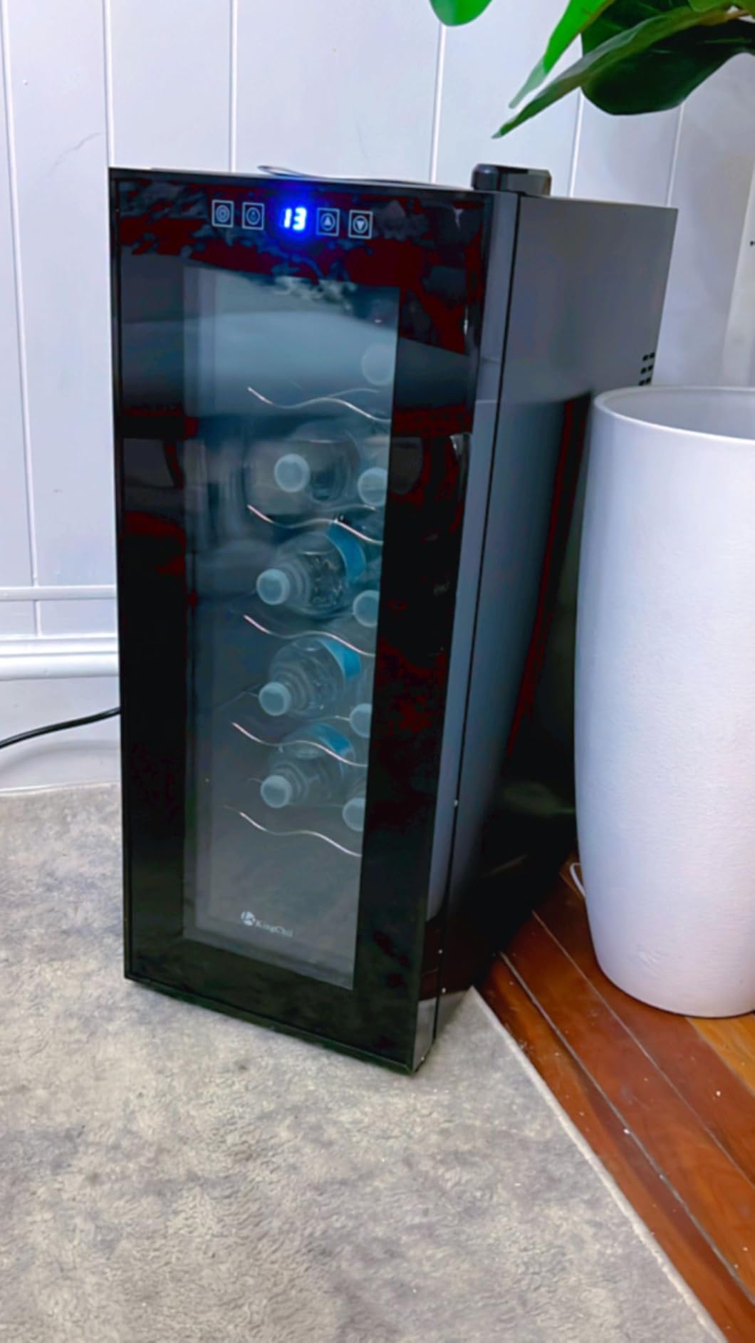 KingChii 12 Bottle Thermoelectric Wine Cooler Refrigerator Advanced Cooling Technology, Stainless Steel & Tempered Glass For Red Wine, Champagne for Home, Kitchen, or Office customer photo 2