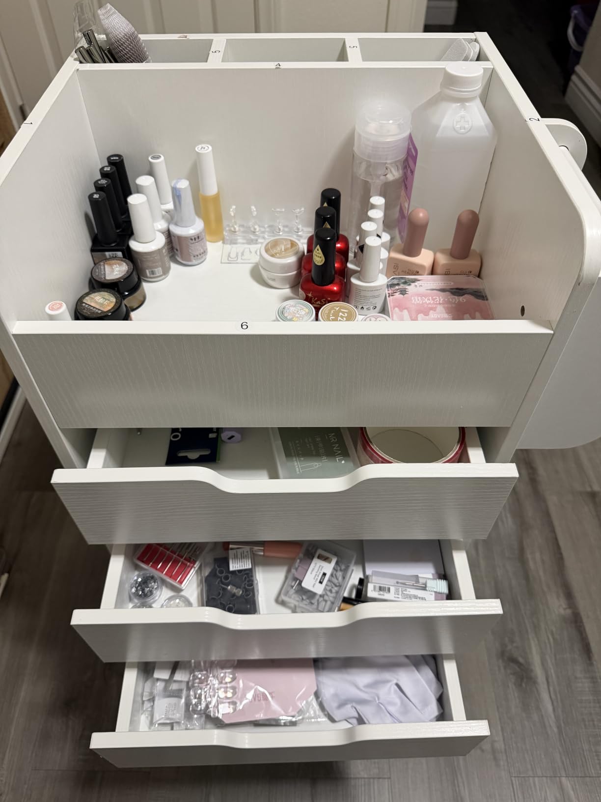 Giantex Craft Storage Cart - Utility Organizer Cart with 3 Drawers, 3 Shelves, 3 Slotted Compartments, 2 Rolling Rods, Crafting Sewing Cabinet on Wheels for Wrapping Paper Scrapbook Ribbon (White) customer photo 2