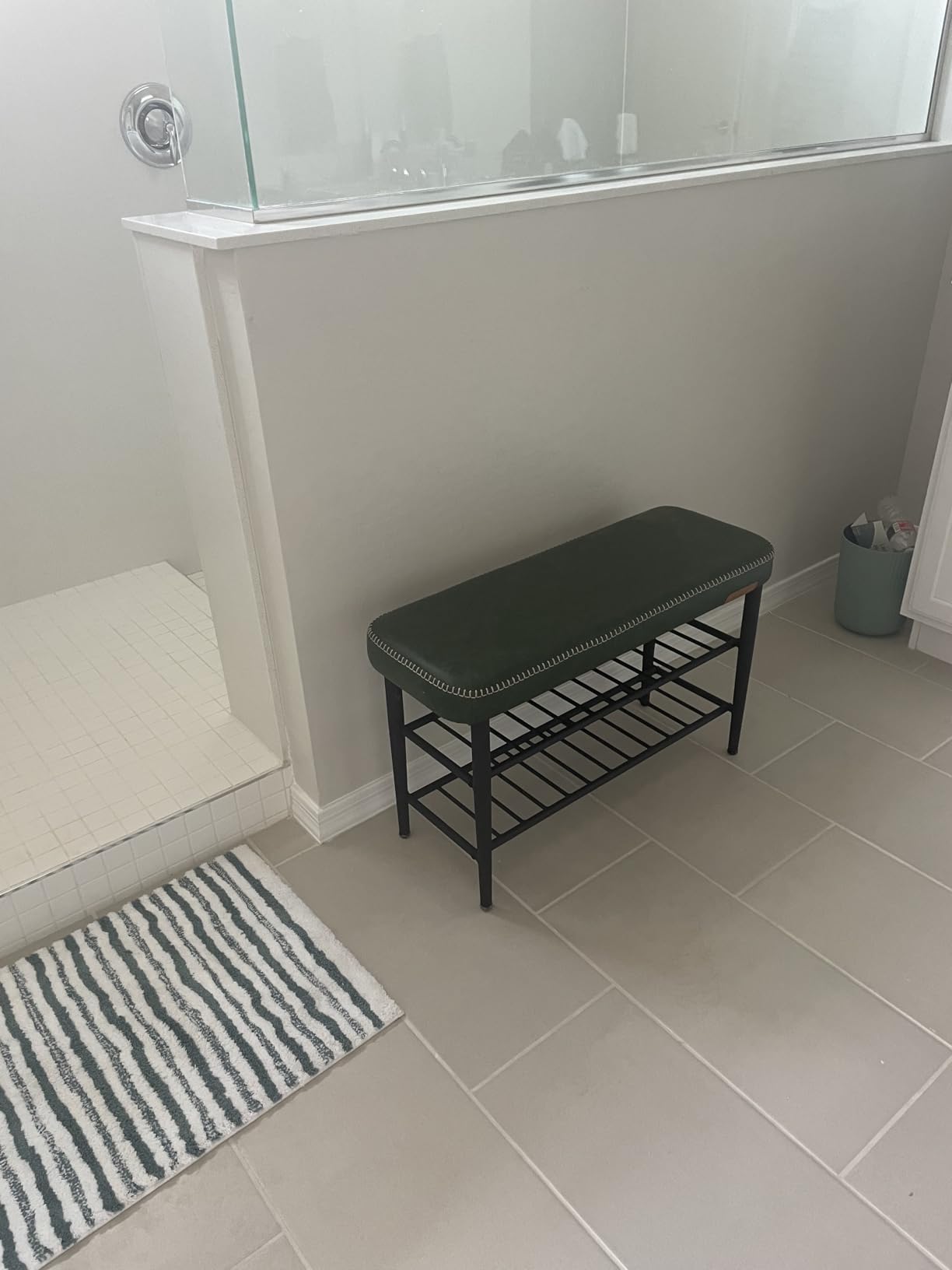 VASAGLE Shoe Bench, Synthetic Leather with Stitching, Loads 300 lb customer photo 1