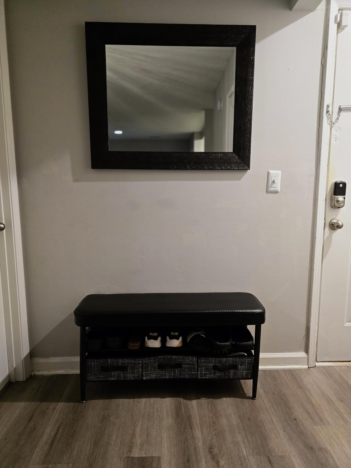 VASAGLE Shoe Bench, Synthetic Leather with Stitching, Loads 300 lb customer photo 2