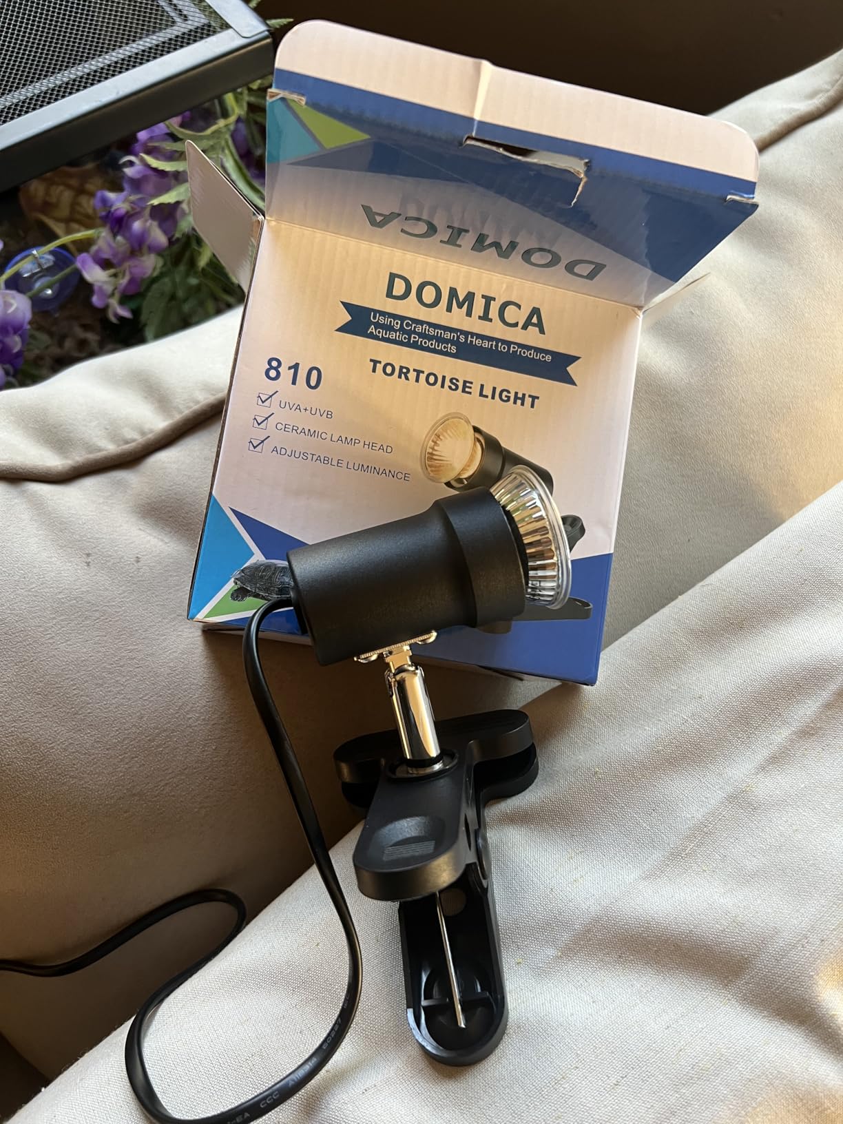 DOMICA Reptile Heat Lamp with 50W UVA UVB Light Bulb, Basking Spot Light Simulated Sunlight, Heating Lamp for Turtle, Lizard, Snake, Beared Dragon, Amphibians customer photo 1