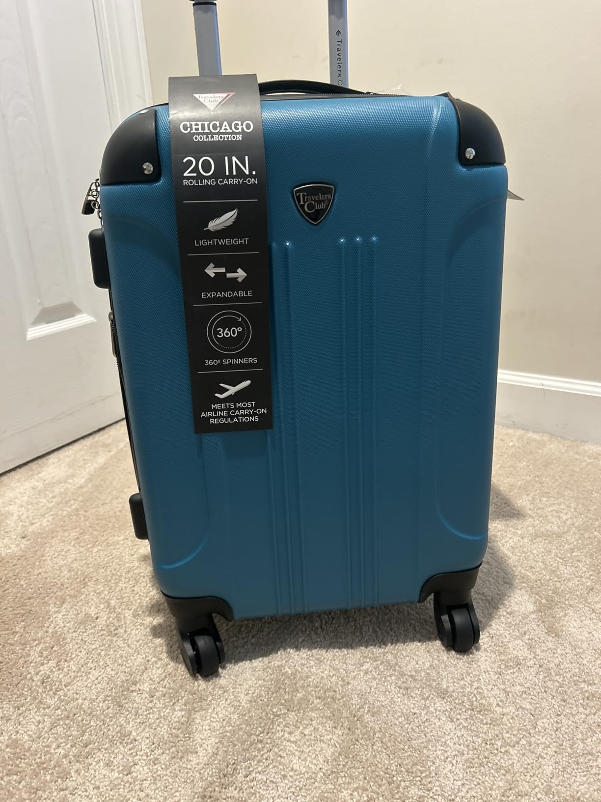 Travelers Club Chicago Hardside Expandable Spinner Luggage, Lilac, 22