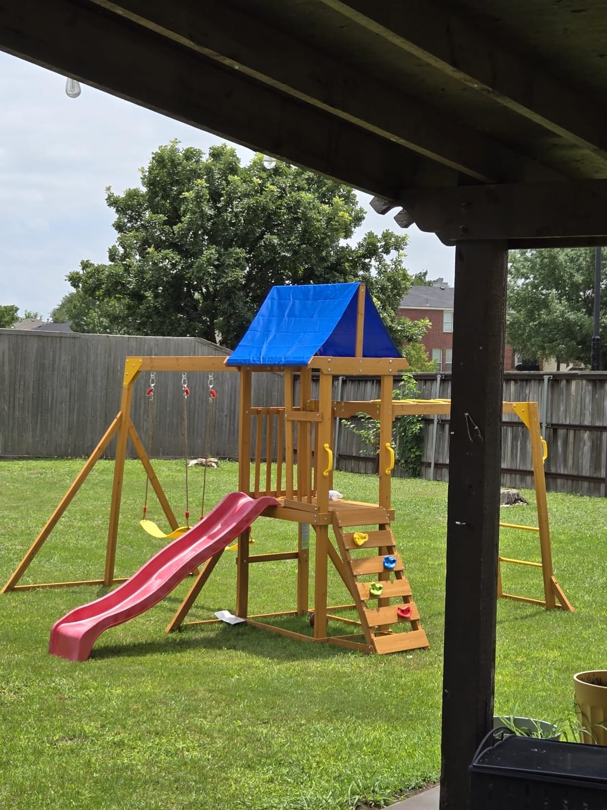Kids Swing Sets for Backyard, Wooden Playground Sets for Ages 3-6 customer photo 2