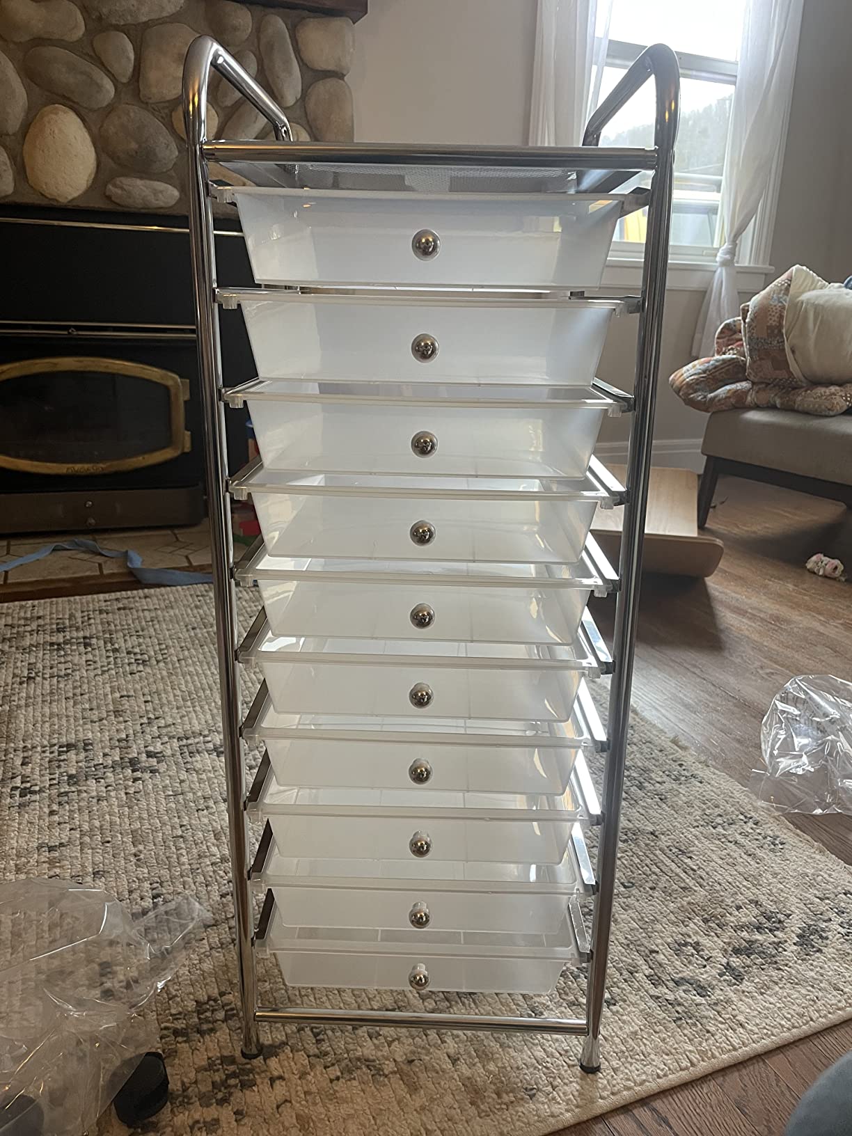 RELAX4LIFE Craft Organizers and Storage Cart - Rolling Cart with 10 Drawers, Lockable Casters for Tools, Trolley Cart with Wheels, Utility Cart for School, Home Office, Craft Cart (Macaron) customer photo 2