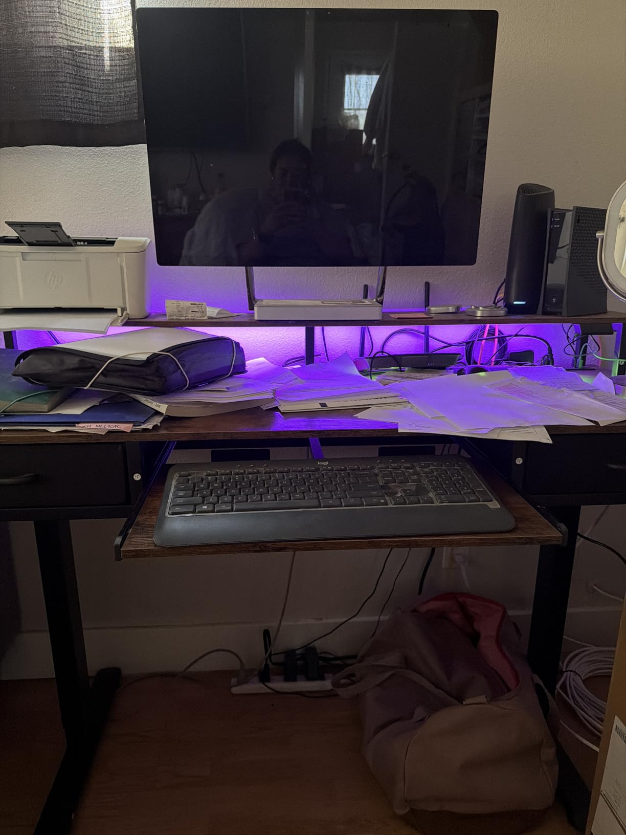 AODK 55 Inch Standing Desk with Drawers & Keyboard Tray, Rustic Brown customer photo 1