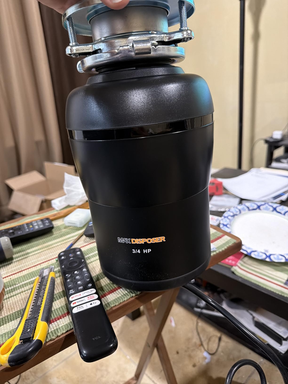 Garbage Disposal 3/4 HP for Kitchen sink Quiet with Stopper Power Cord, Easy install, Continuous Feed Food Waste Disposer Stainless Steel Grind 0.75 Horsepower AC Motor Unit (MAX-4) customer photo 2