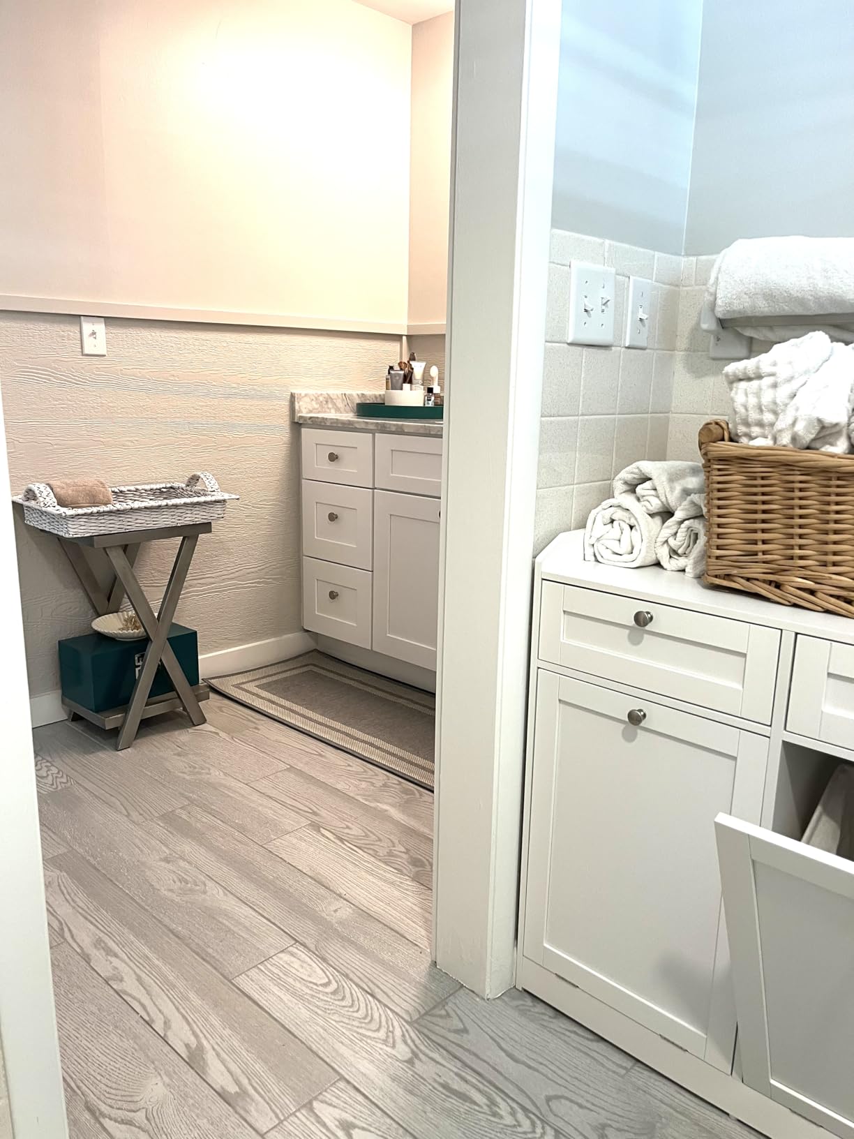 VASAGLE Laundry Cabinet with Tilt-Out Basket, 2 Drawers, 2 Baskets, customer photo 2