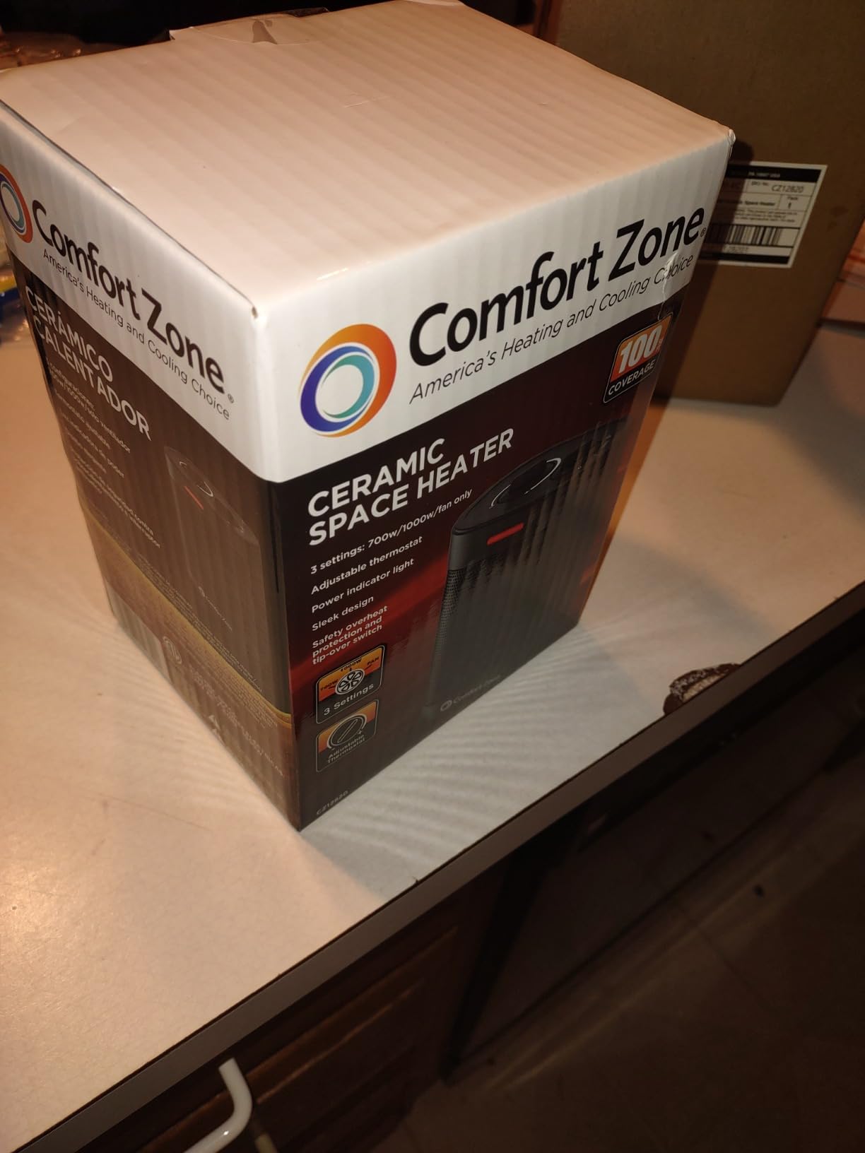 COMFORT ZONE Ceramic PTC Desktop Space Heater with Thermostat customer photo 1