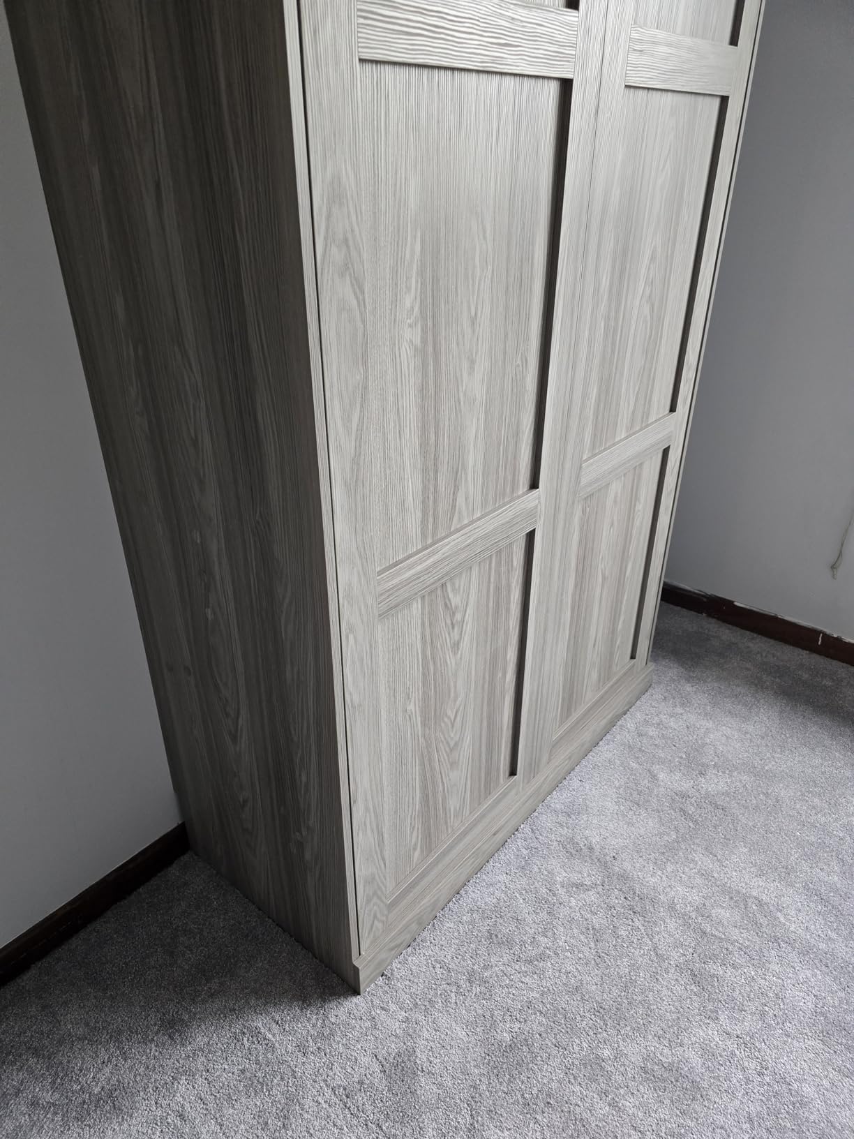 SOFTSEA Full Size Murphy Bed, Foldable Wall Bed with Gas Struts, Vertical Murphy Bed Space-Saving for Guest Room Bedroom Office, No Box Spring Needed, Grey customer photo 1