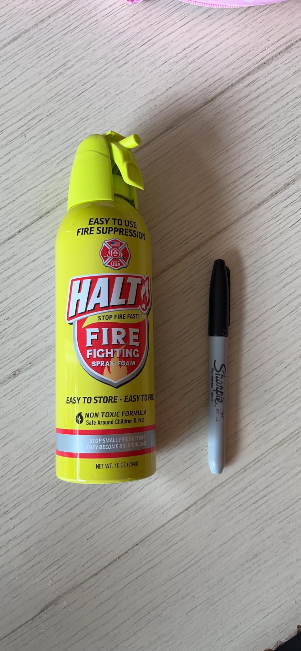HALT! 10oz Fire Safety Spray – Non-Toxic, PFAS-Free Handheld Fire Suppressor – Easy to Use, Store & Find – Compact & Portable for Home, Kitchen, Car, BBQ, Camping & Tailgate – Made in USA (2pk) customer photo 2