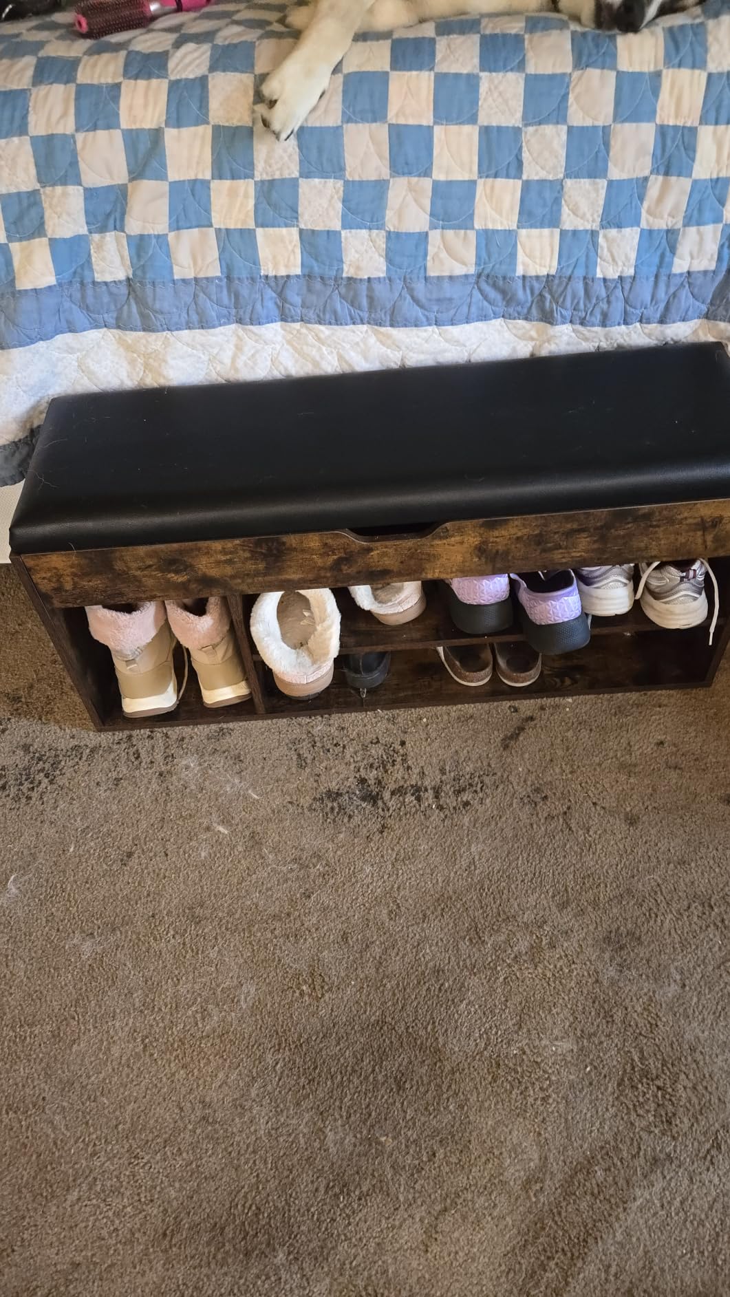 VASAGLE Storage Bench with Cushion, Shoe Bench, 11.8 x 23.6 x 17.3 Inches customer photo 1