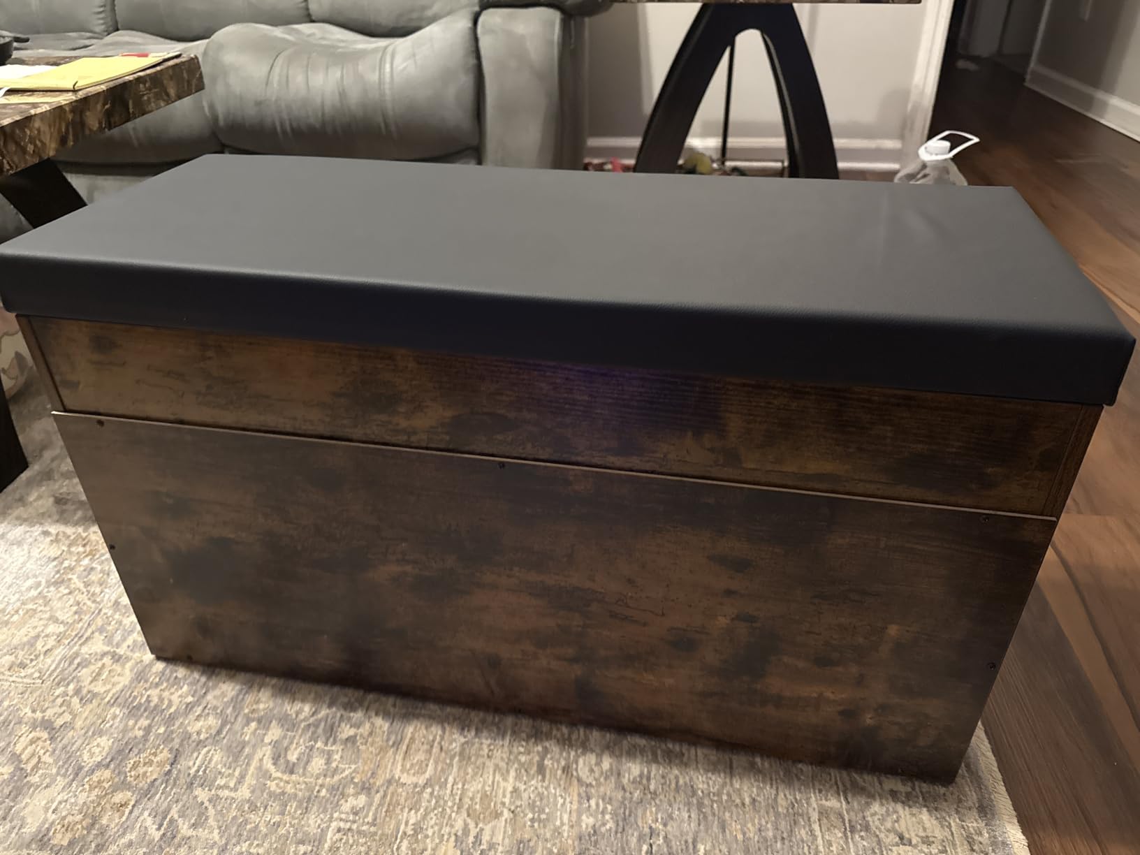 VASAGLE Storage Bench with Cushion, Shoe Bench, 11.8 x 23.6 x 17.3 Inches customer photo 2