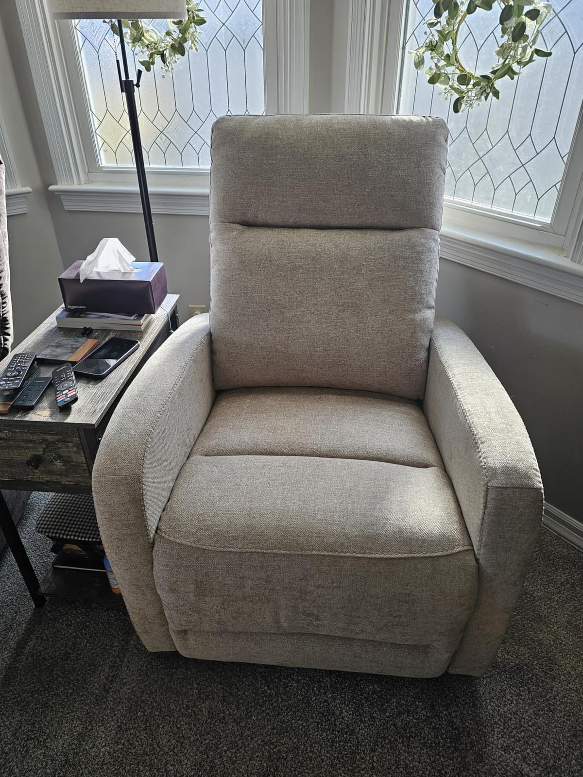 Watson & Whitely Zero Wall Recliners with Power Headrest, Fabric Khaki customer photo 1