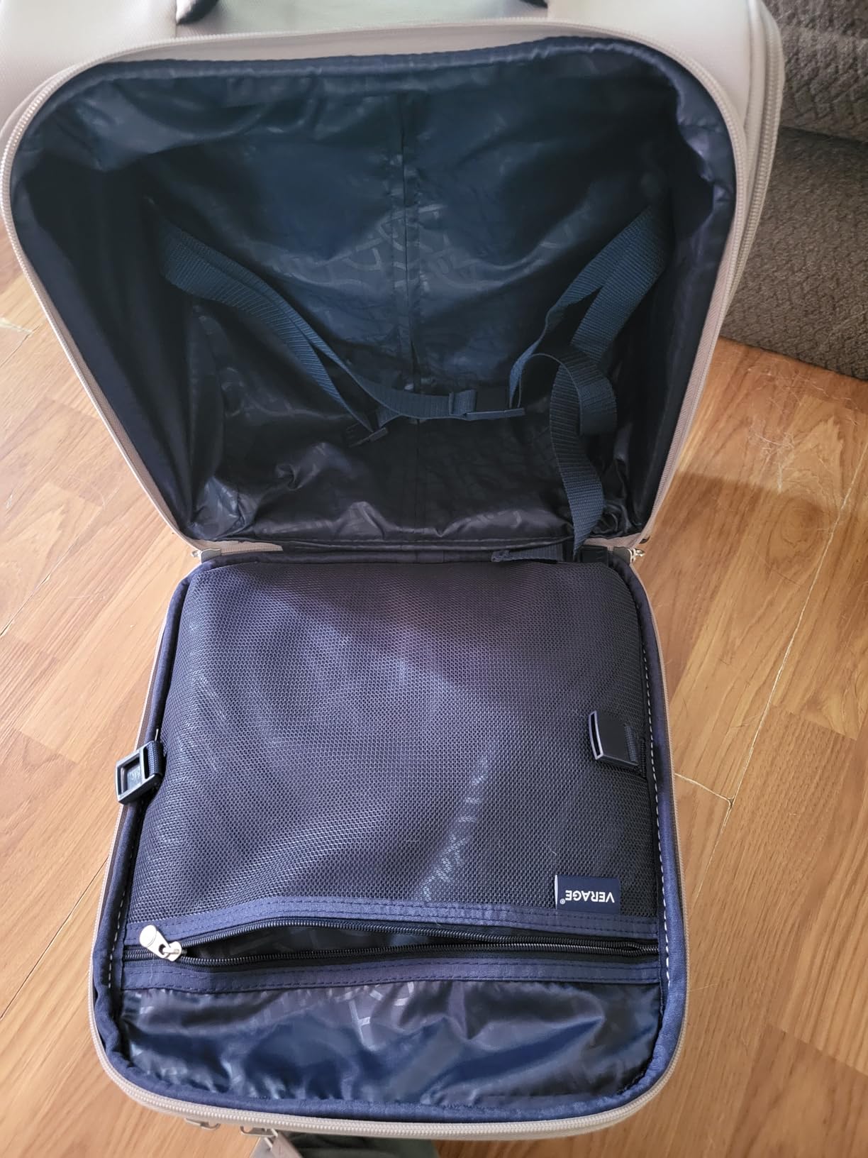 Verage Underseat Carry On Luggage with Wheels, 14.5-Inch Spinner Small Suitcase, Softside Lightweight Travel Bag for Men and Women, Airplane Carry On Bag, Nautical Blue customer photo 1