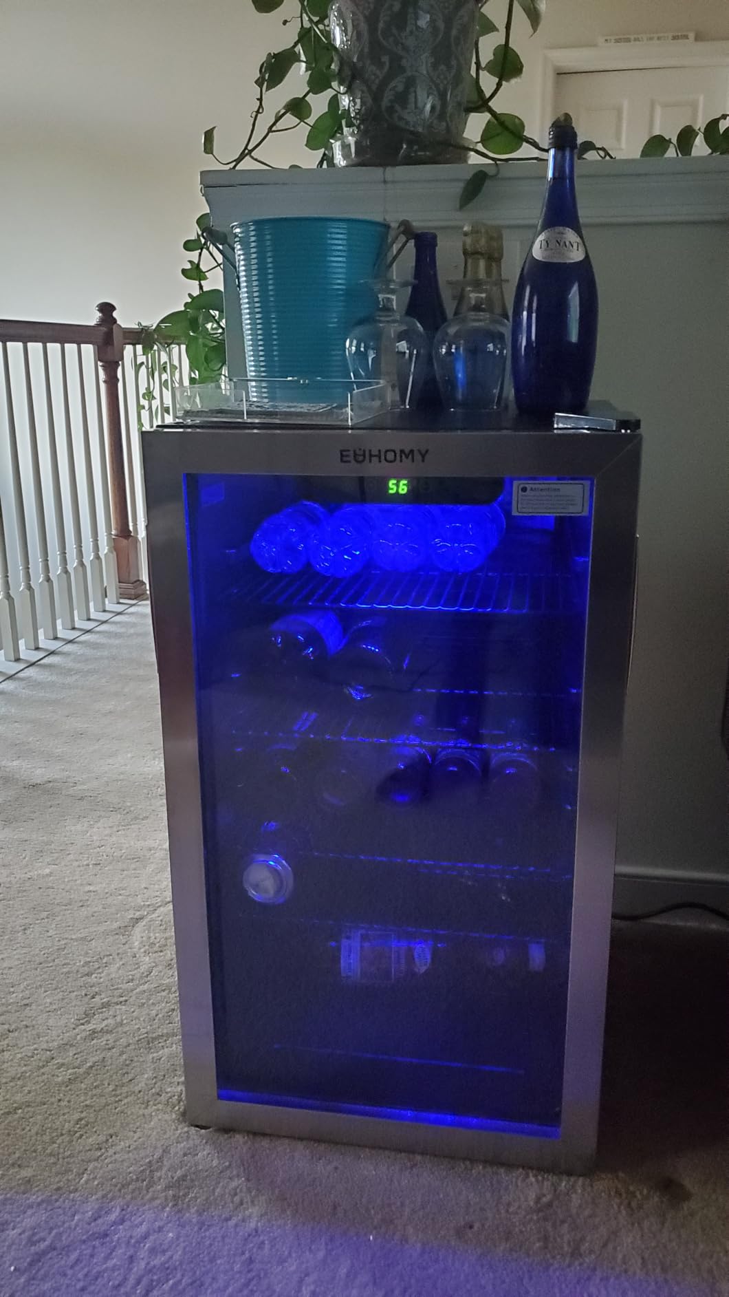 EUHOMY 125 Can Wine Cooler Refrigerator, Wine Fridge Glass Door, Black customer photo 2