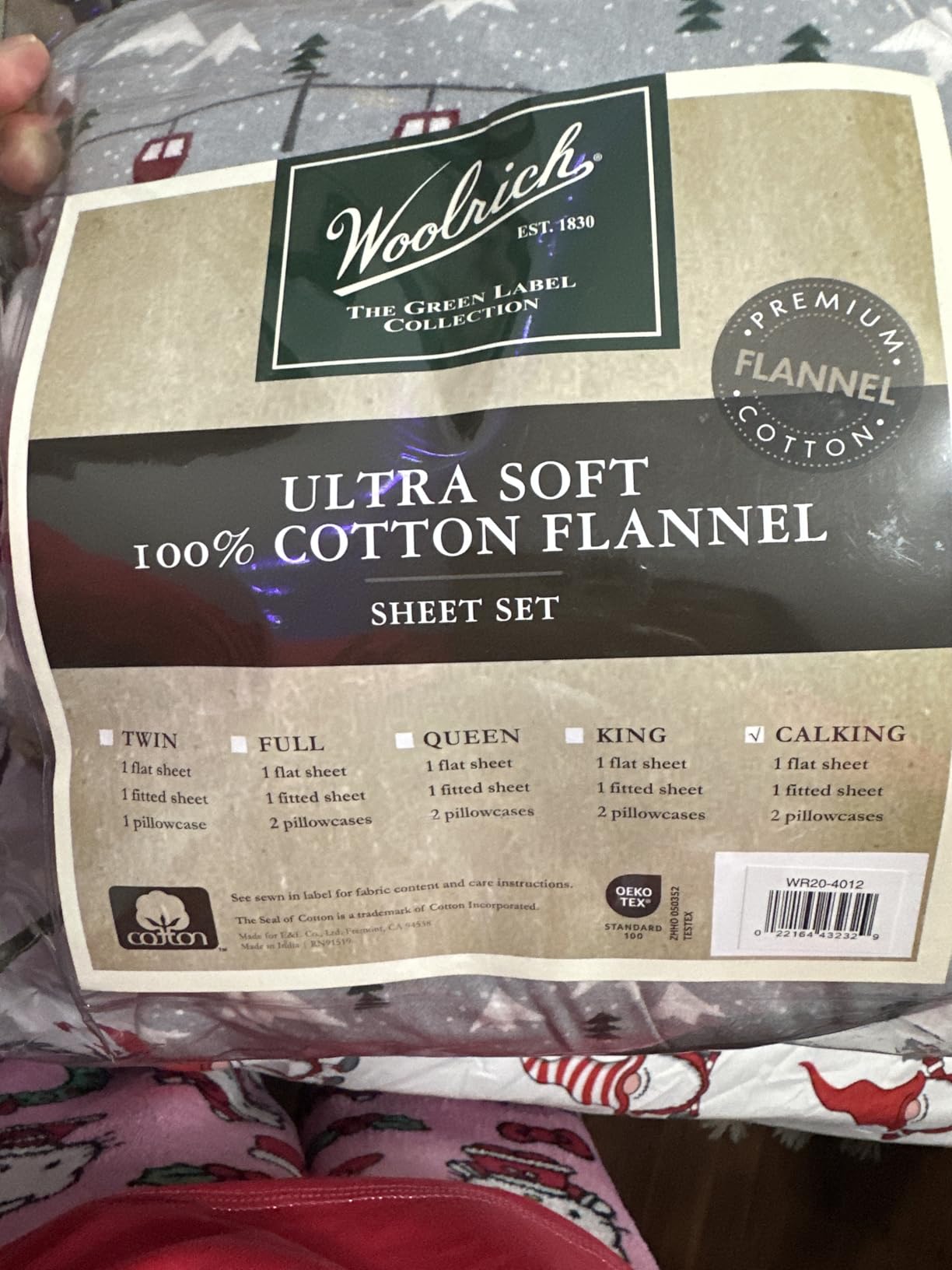 Woolrich Cotton Sheet Set Cottage Charms Print, 100% Cotton Flannel Sheets Warm & Fuzzy Bedding Set Queen Size Sheets, Fitted Pocket Fits Up to 14