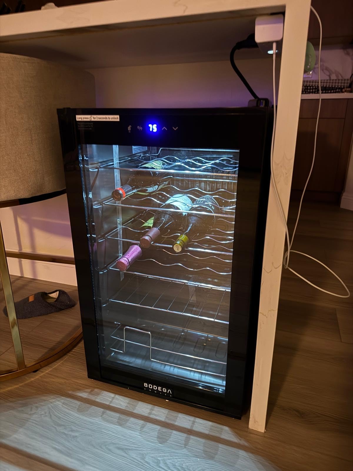 BODEGA 24 Inch Dual Zone Wine Fridge, 46 Bottle Built-in Wine Cooler with Compressor Cooling, Double-Layer UV Glass Door, Digital Thermostat & ≤35dB Quiet – Freestanding Fridge for Home Kitchen Bar customer photo 2