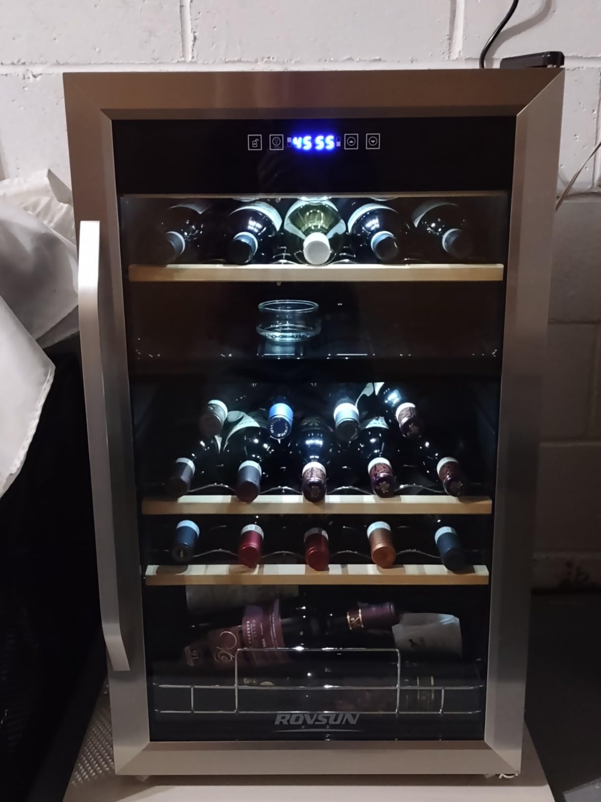 ROVSUN 33 Bottle Wine Fridge, Dual Zone Wine and Beverage Refrigerator with Independent Temp Control & LED Control Panel, Freestanding Wine Cooler Chiller for Red White Wine, Champagne, Beer customer photo 1