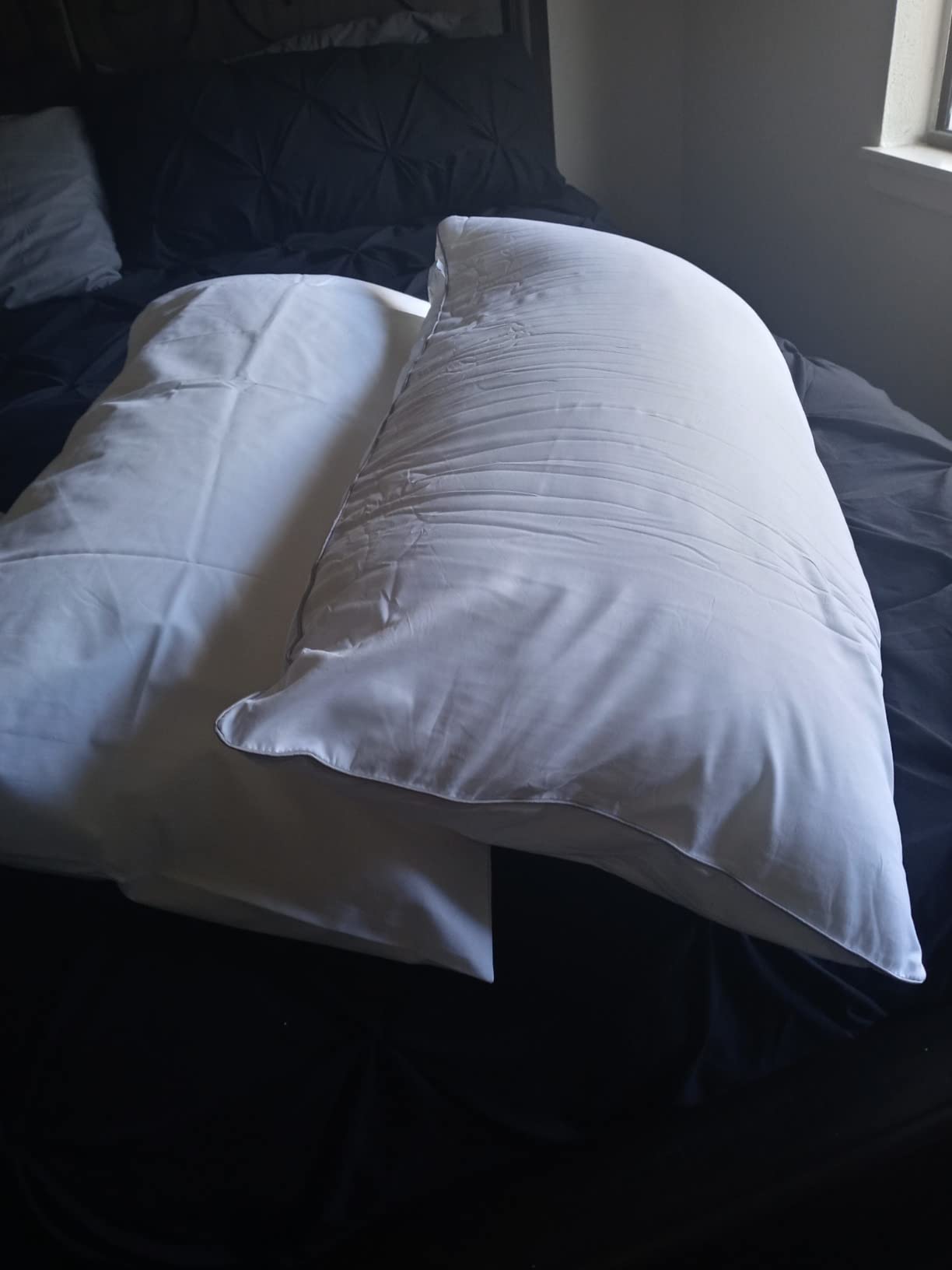 Pozino Flat Thin Pillows for Sleeping - Standard Size 1 Pack Slim Bed Pillows for Side Back Stomach Sleepers,2.5 inch Height Ultra Low Pillows,Down Alternative Filling customer photo 2