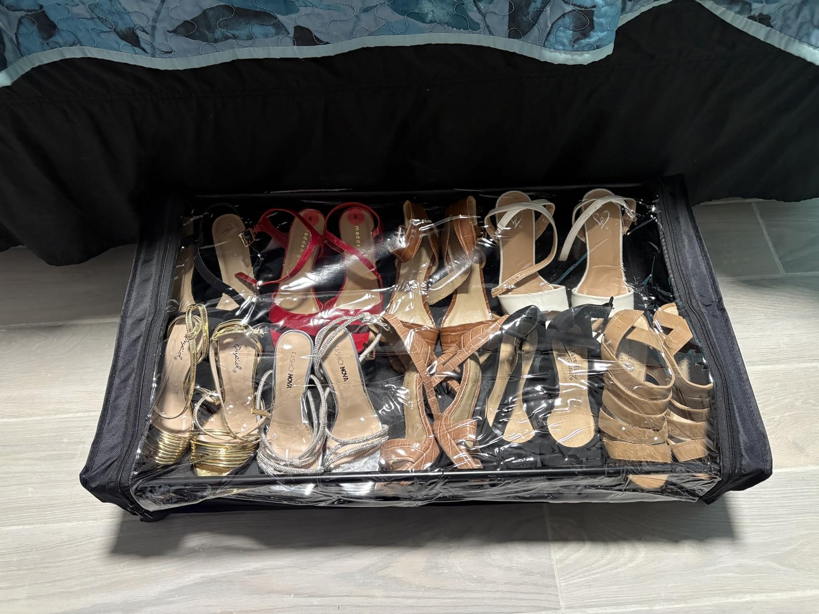 Under Bed Storage with Wheels, 2 Pack Under Bed Storage Containers with Clear Lids, XXL 65L Under Bed Storage Organizer, Rolling Under Bed Metal Drawer for Blanket, Clothes, Shoes (31 x 17 x 6.69 in) customer photo 1