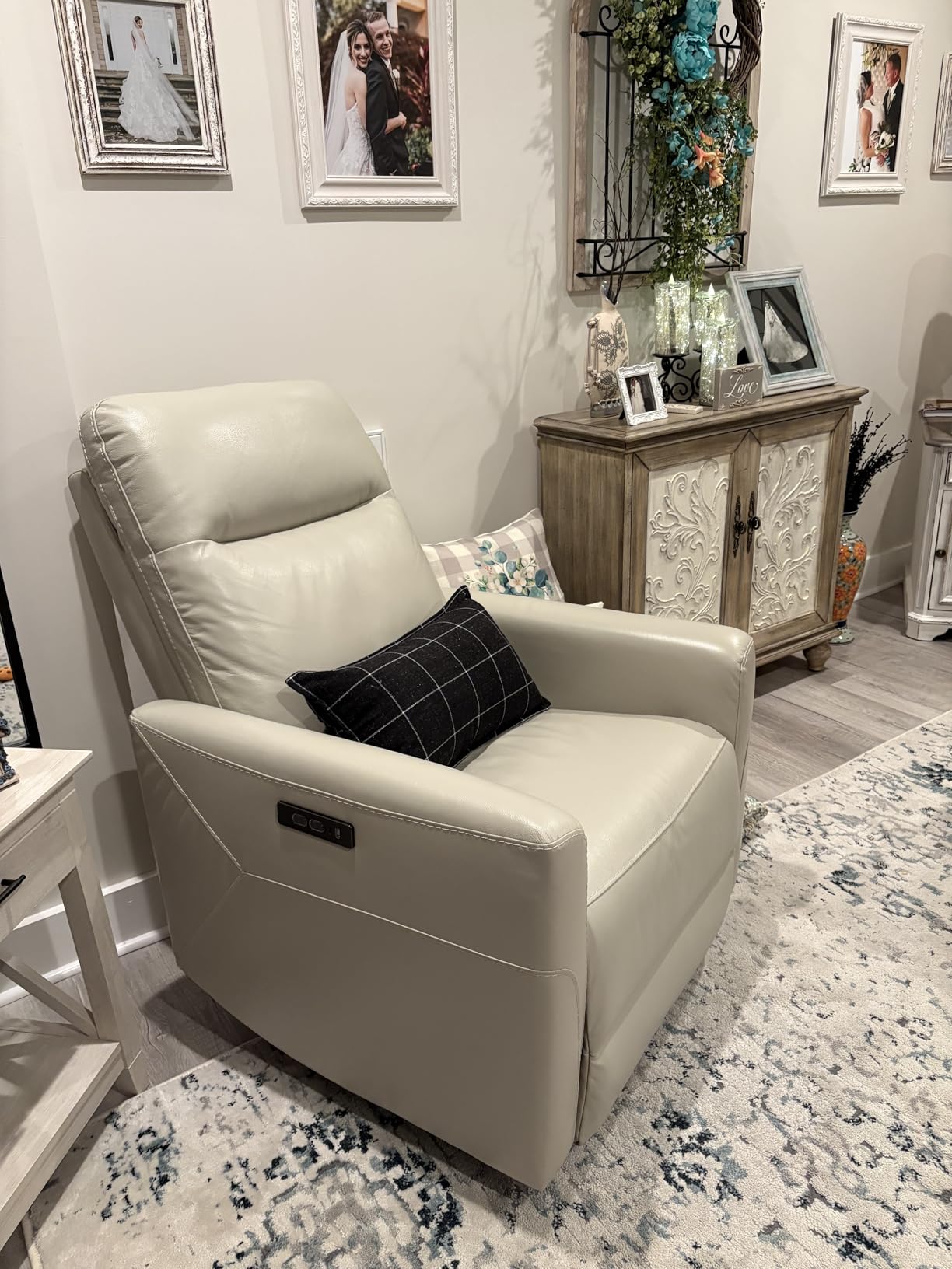CHITA Fabric Wall Hugger Power Recliner Chair for Adults, Cream customer photo 2