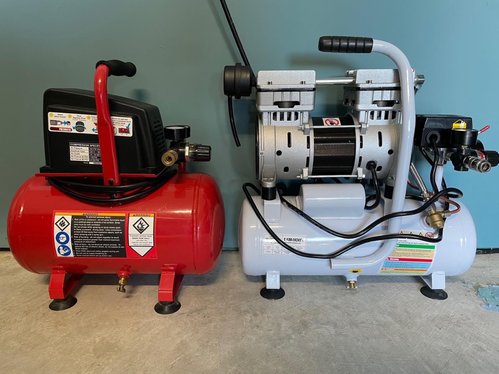 Quiet Oil-Free Air Compressor, 68 dB, 2.8 CFM @ 90 PSI, 8 Gallon Air Tank customer photo 2