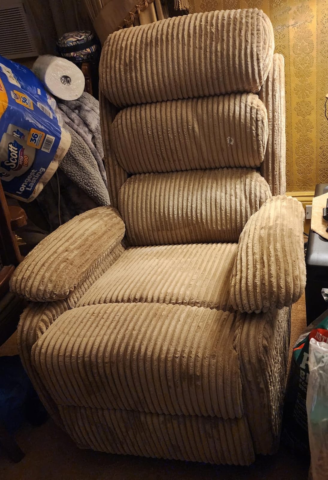 Velvet Upholstered Glider Recliner Chair – 360° Swivel Rocker Chair for Adults, Small Rocking Chair for Small Spaces, Soft Fabric Recliner Chair with Side Pockets, Comfortable Nursery Chair,Brwon customer photo 1
