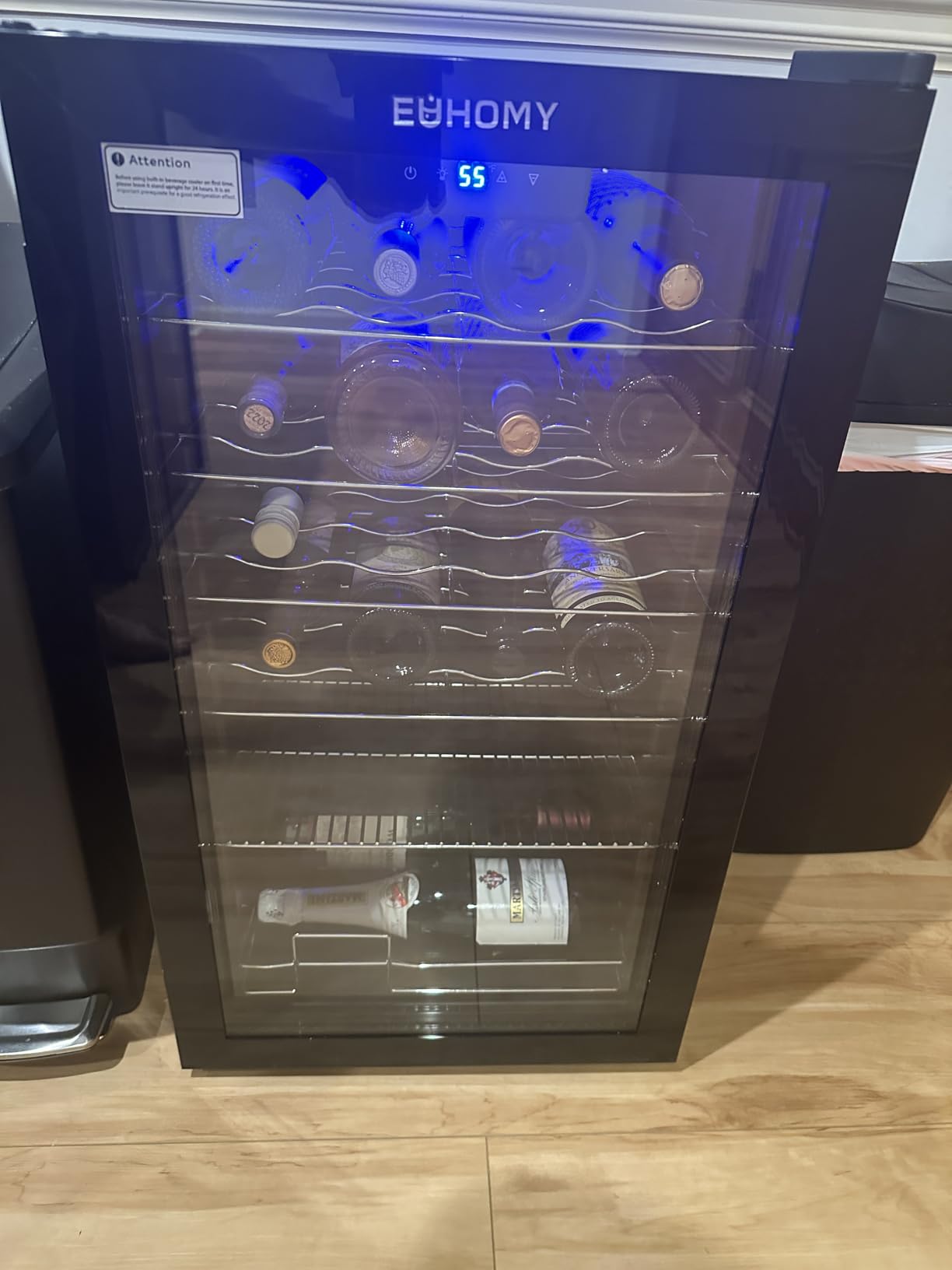 EUHOMY 12 bottle Wine Cooler Refrigerator, Wine Fridge with Lock, Black customer photo 1