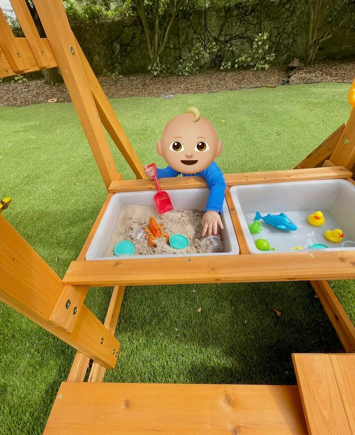 Wooden Swing Sets for Backyard with Monkey Bar, Outdoor Playset for Age 3-6 customer photo 2