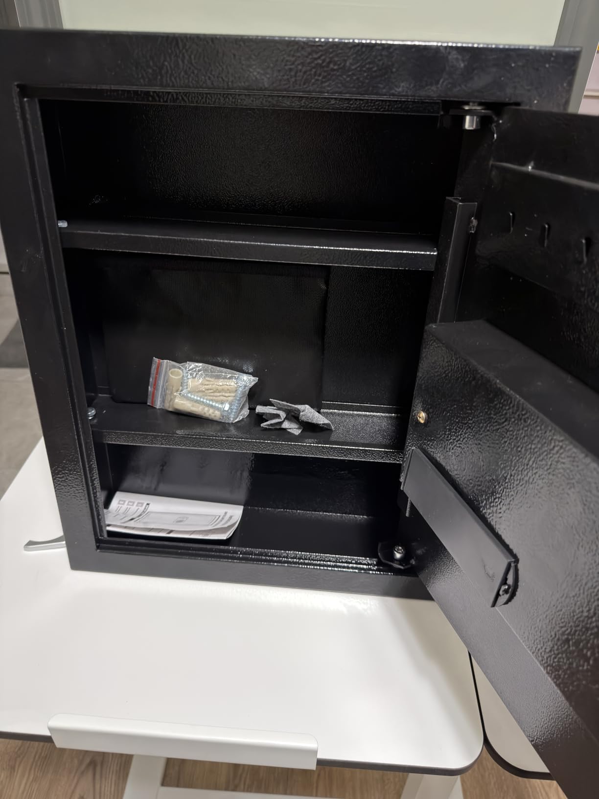 43.3'' Tall In Wall Safes Between the Studs Fireproof, Heavy Duty Fire Wall Rifle Safe with Digital Keypad Key, Fireproof Bag and Removable Shelf, Anti-Theft Fire proof Wall Safes for Home Valuables customer photo 1